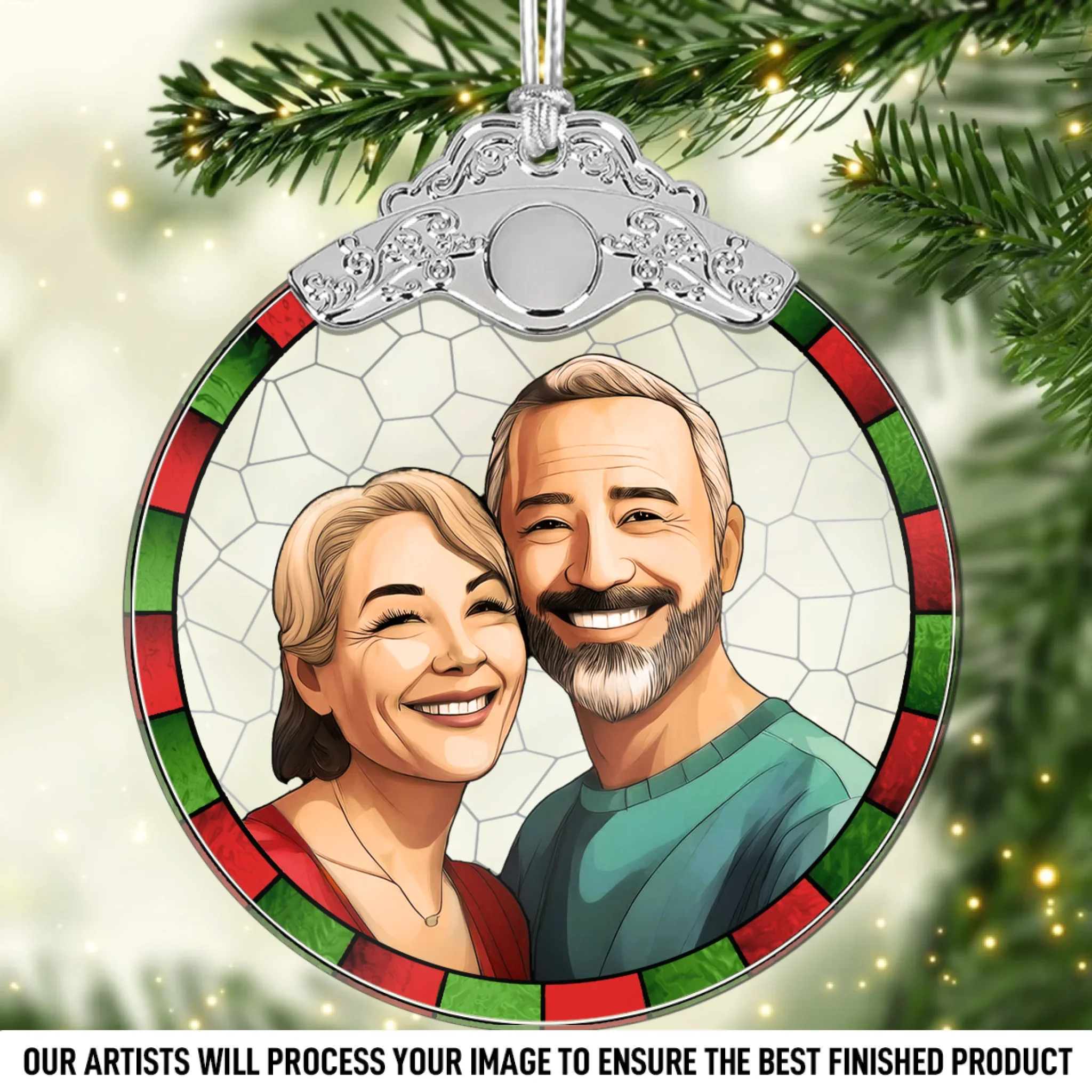 Custom Photo Glass Ornament - Personalized Anniversary Christmas Wedding Gifts For Husband And Wife, Him And Her - Love Grows With Every Year - Robaser