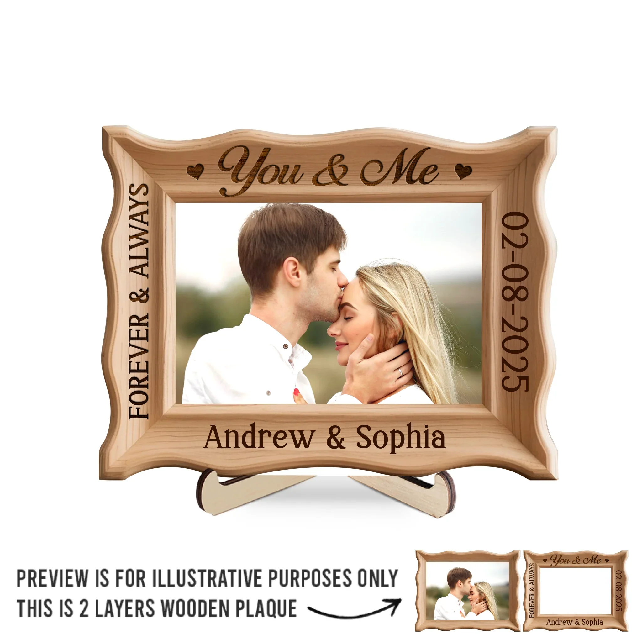 Custom Photo 2-Layered Wooden Plaque - Personalized Anniversary Wedding Gifts For Husband And Wife, Him And Her - You And Me - Robaser
