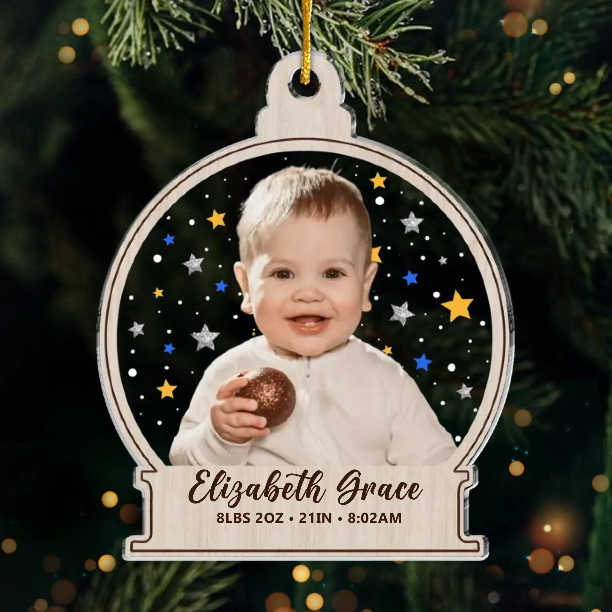 Custom First Christmas Acrylic Ornament - Personalized Christmas Baby Shower, Gender Reveal Gifts For New Moms, New Dads, New Parents - Grateful For This Miracle - Robaser
