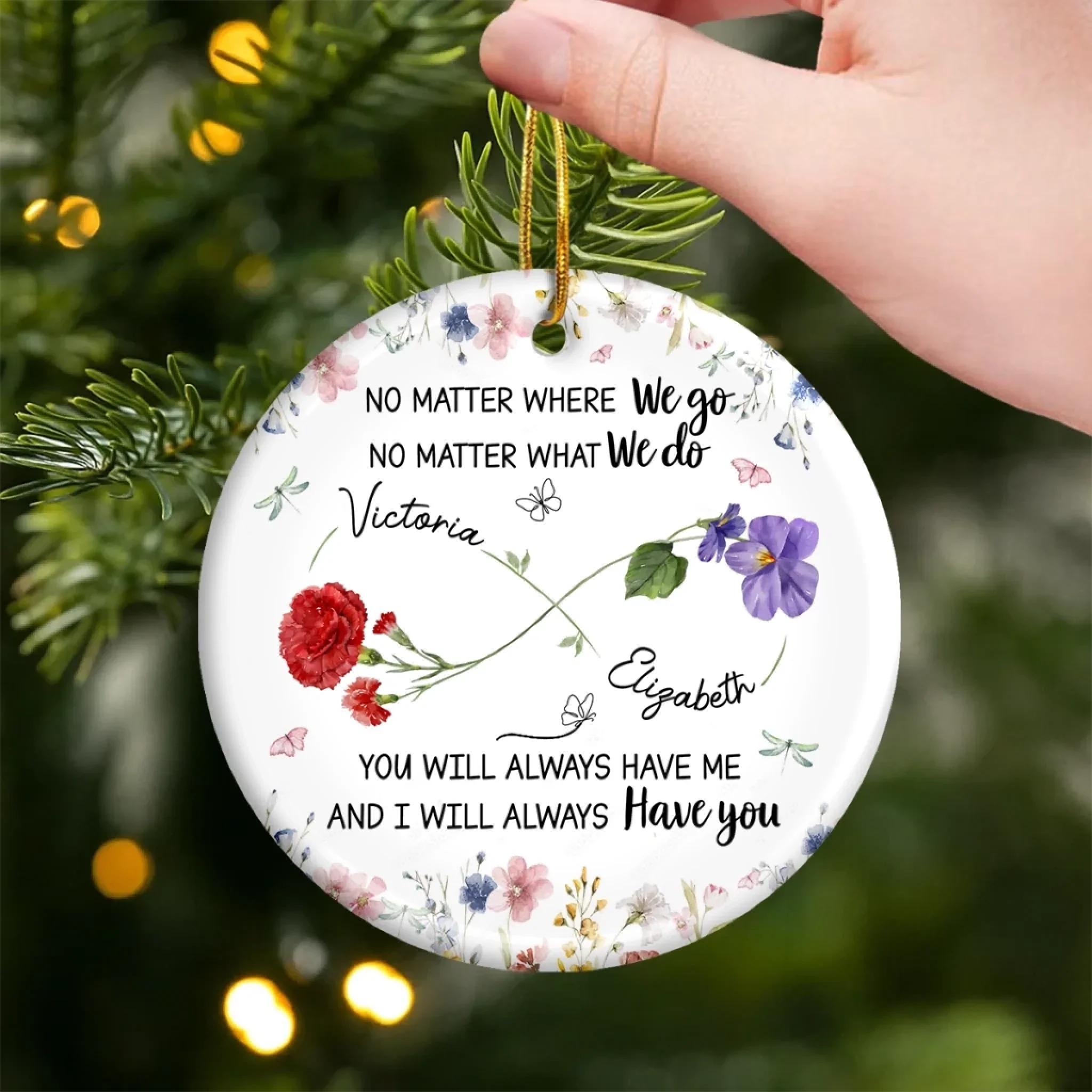 Custom Ceramic Ornament - Personalized Best Friend Christmas Birthday Gifts For Women, Besties, Sisters, BFF - Different Paths, Same Bond - Robaser