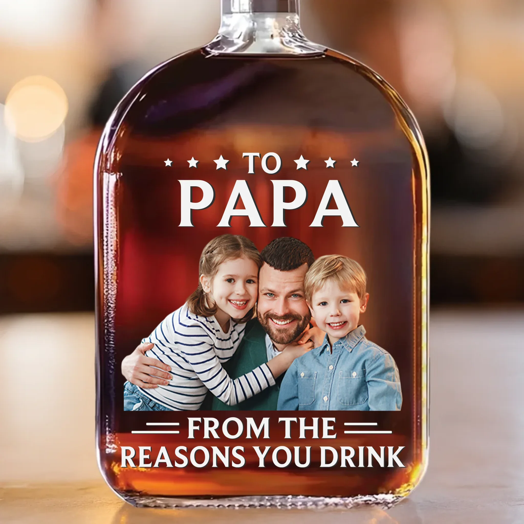Custom Photo Your Favorite Reasons To Pour - Family Personalized Custom Whiskey Bottle - Father's Day, Gift For Dad, Grandpa - Robaser