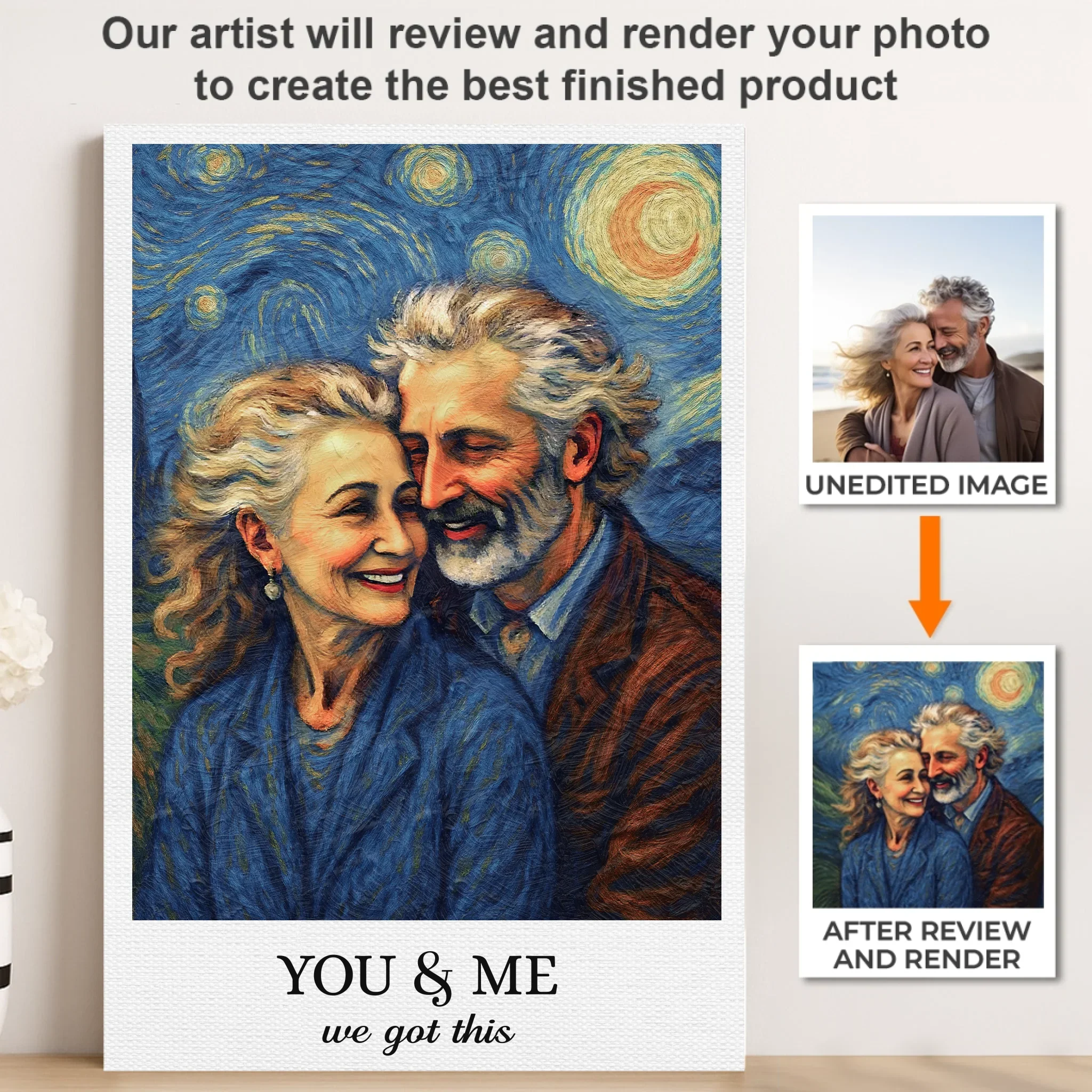 Custom Photo Vertical Poster, Canvas - Personalized Anniversary Wedding Gifts For Husband And Wife, Him And Her - Two Souls Forever Under The Stars - Robaser