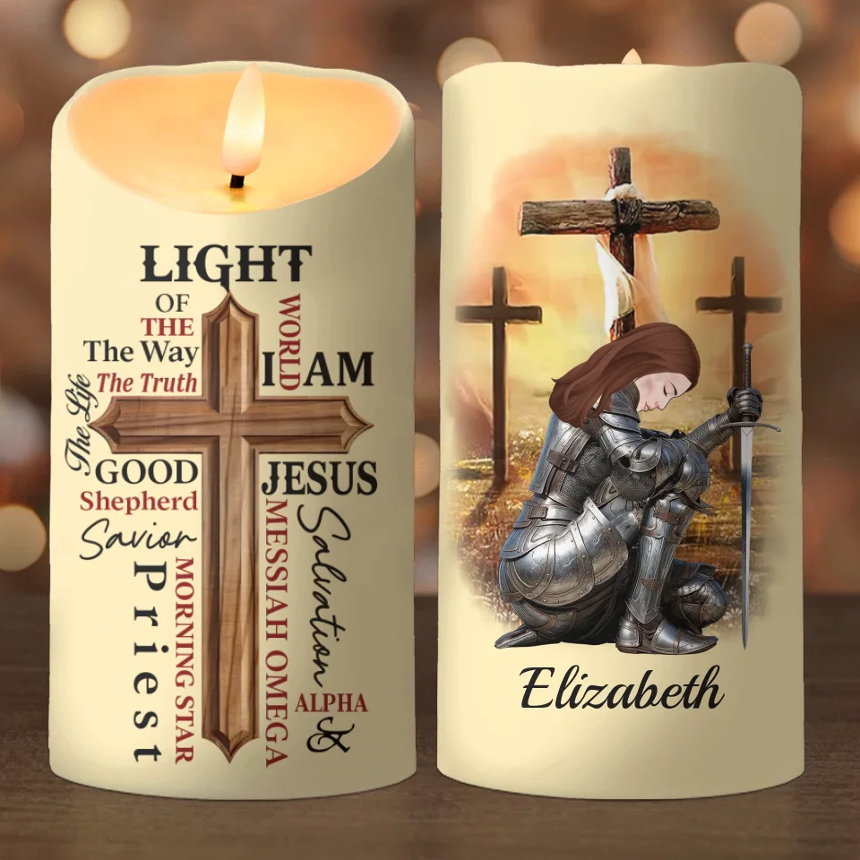 I Am The Son Of The King And A Warrior Of God, Walking In His Light - Family Personalized Custom LED Candle - Christmas Gift For Yourself, Best Friends, Sisters, Family Members - Robaser