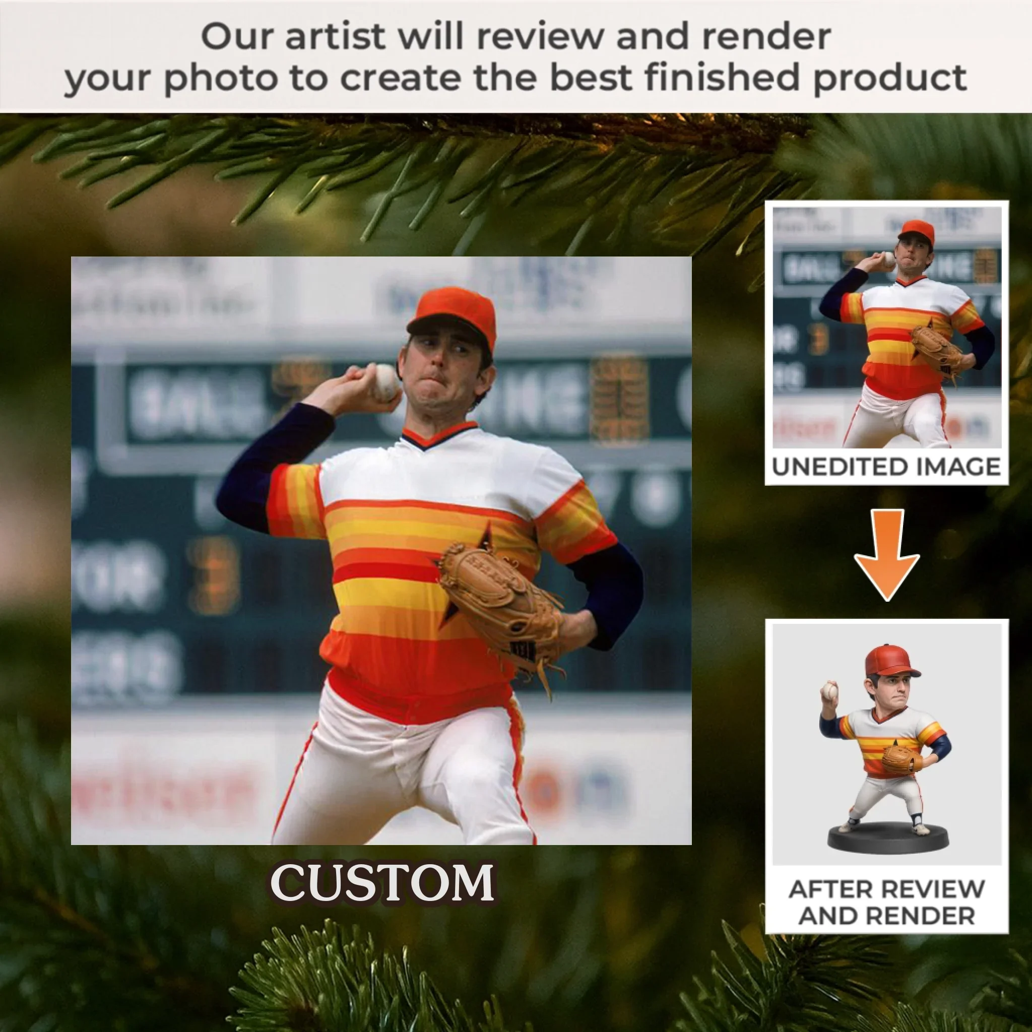 Custom Photo Acrylic Ornament - Personalized Christmas Birthday Sport Gifts For Sports Lovers - Pitcher Of Joy - Robaser