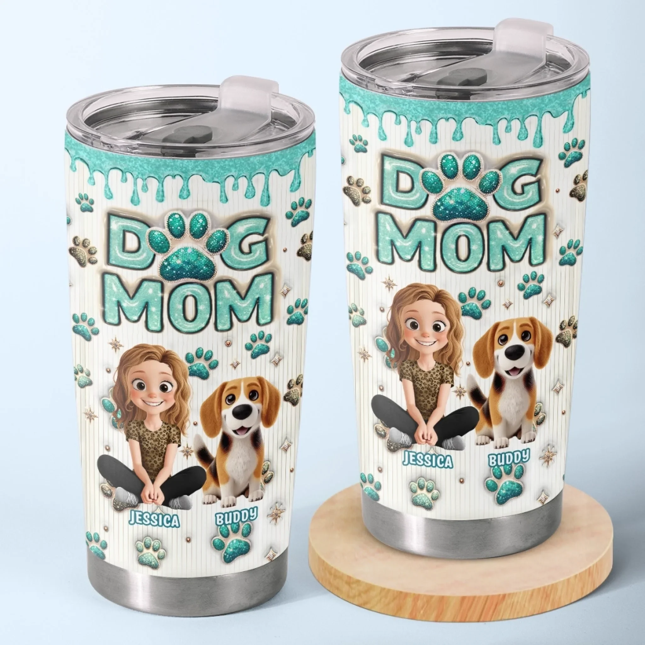 Custom 3D Inflated Effect Printed Tumbler - Personalized Birthday Gifts For Dog Lovers, Dog Dad And Mom - Dog Kisses Fix Everything - Robaser