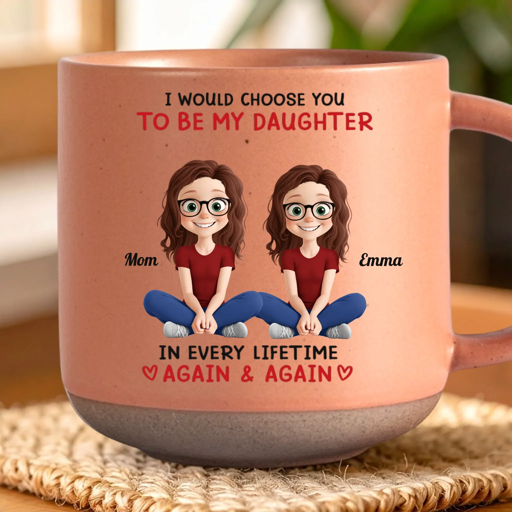 Custom Printed Pottery Mug - Personalized Birthday Gifts For Mom, Dad, Daughter -You Make My Heart Bloom - Robaser