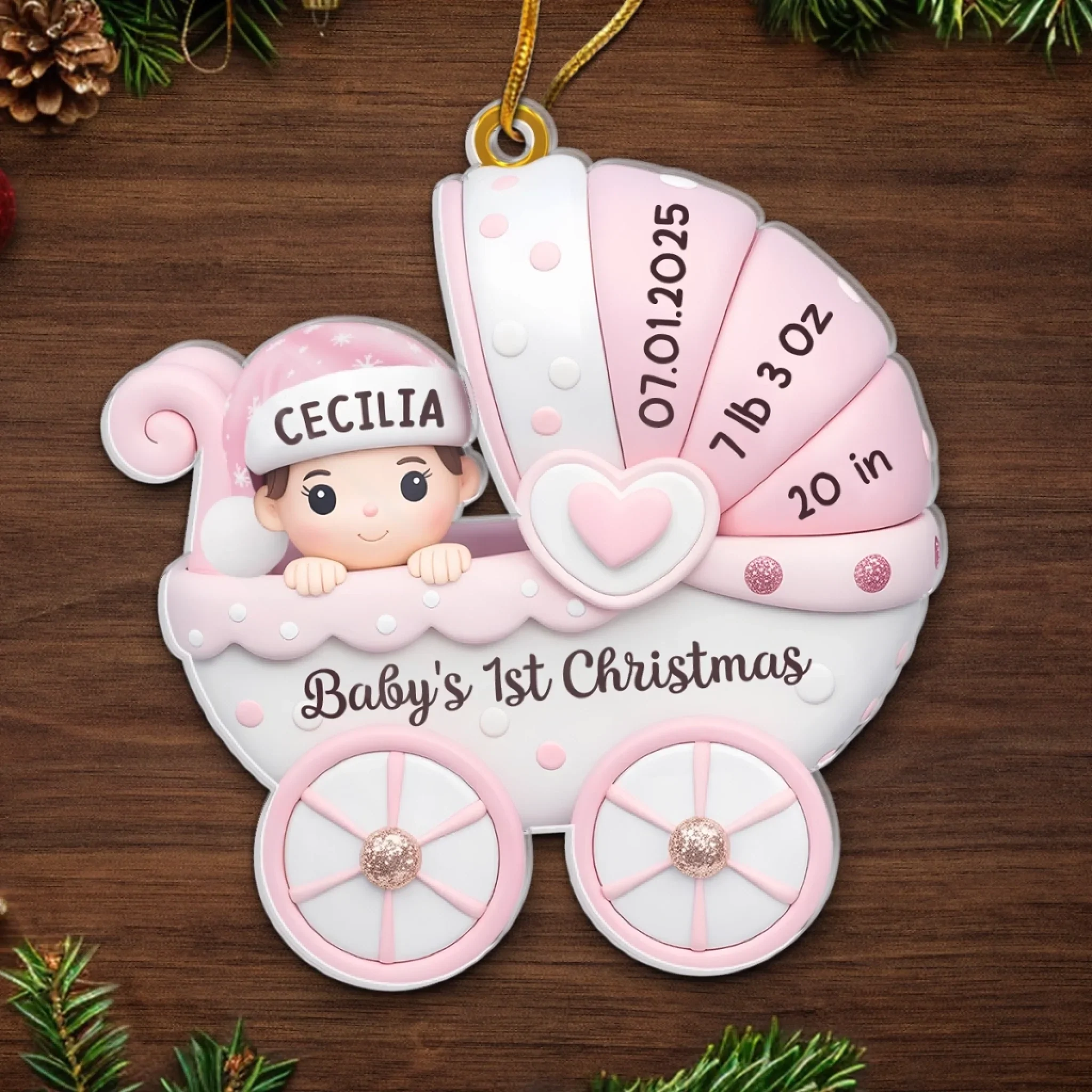 Custom Acrylic Ornament - Personalized Christmas Baby Shower, Gender Reveal Gifts For New Moms, New Dads, New Parents - Baby  s First Christmas Joyride - Robaser