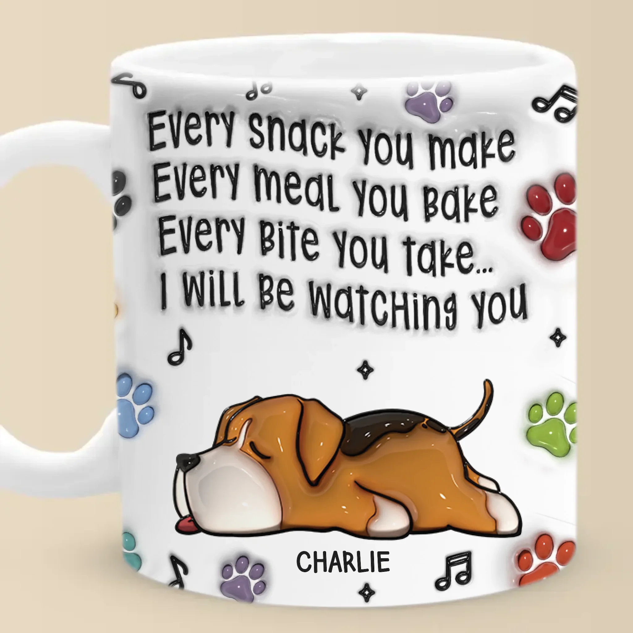 Custom 3D Inflated Effect Printed Mug - Personalized Birthday Gifts For Dog Lovers, Dog Dad And Mom - Canine Coffee Club President - Robaser