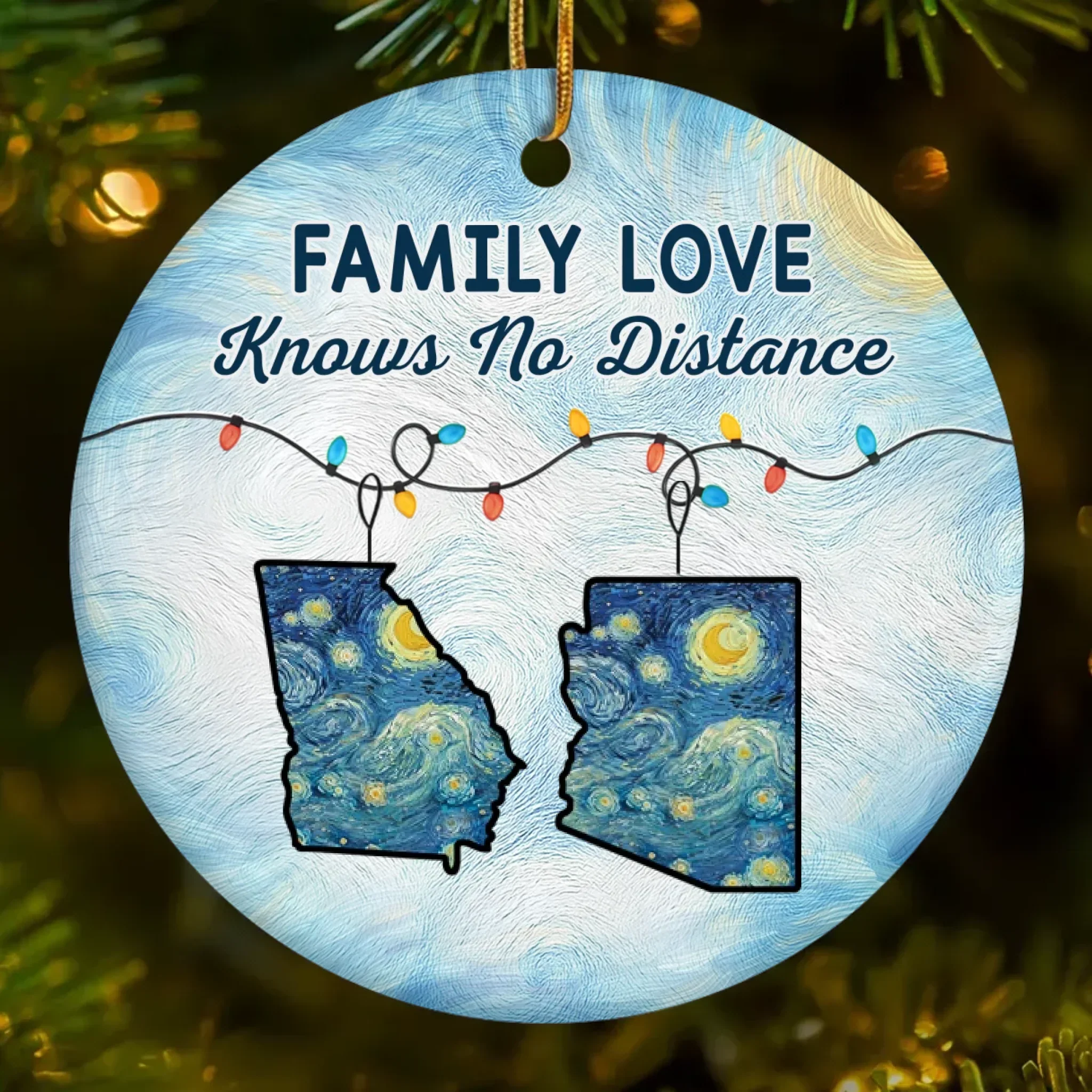 Custom Long Distance Ceramic Ornament - Personalized Christmas Birthday Gifts For Mom, Dad, Brother, Sister, Kids - Love Travels Far Beyond Distance - Robaser