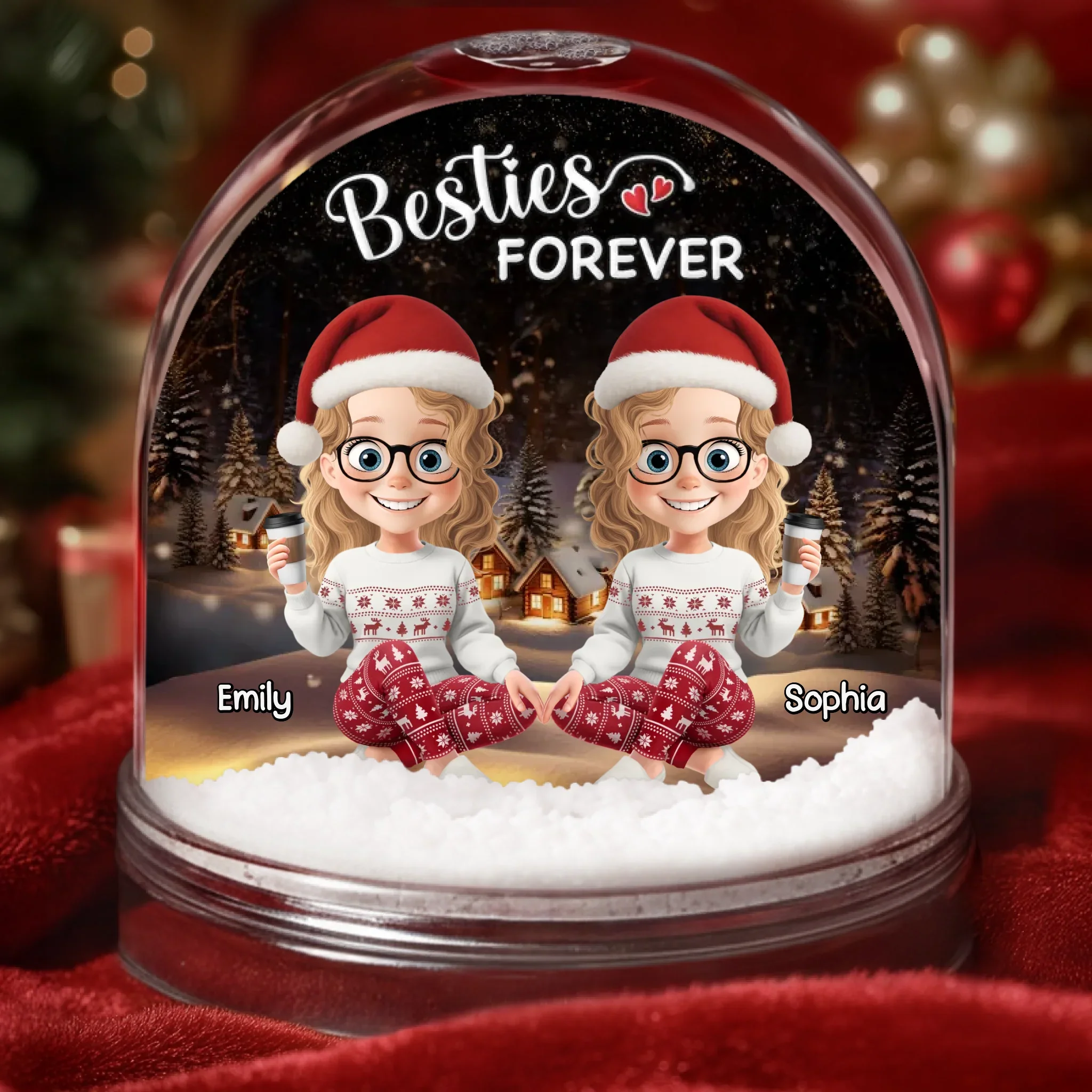 Custom Acrylic Snow Globe - Personalized Best Friend Christmas Birthday Gifts For Women, Besties, Sisters, BFF - Friendship Wrapped In Holiday Cheer - Robaser