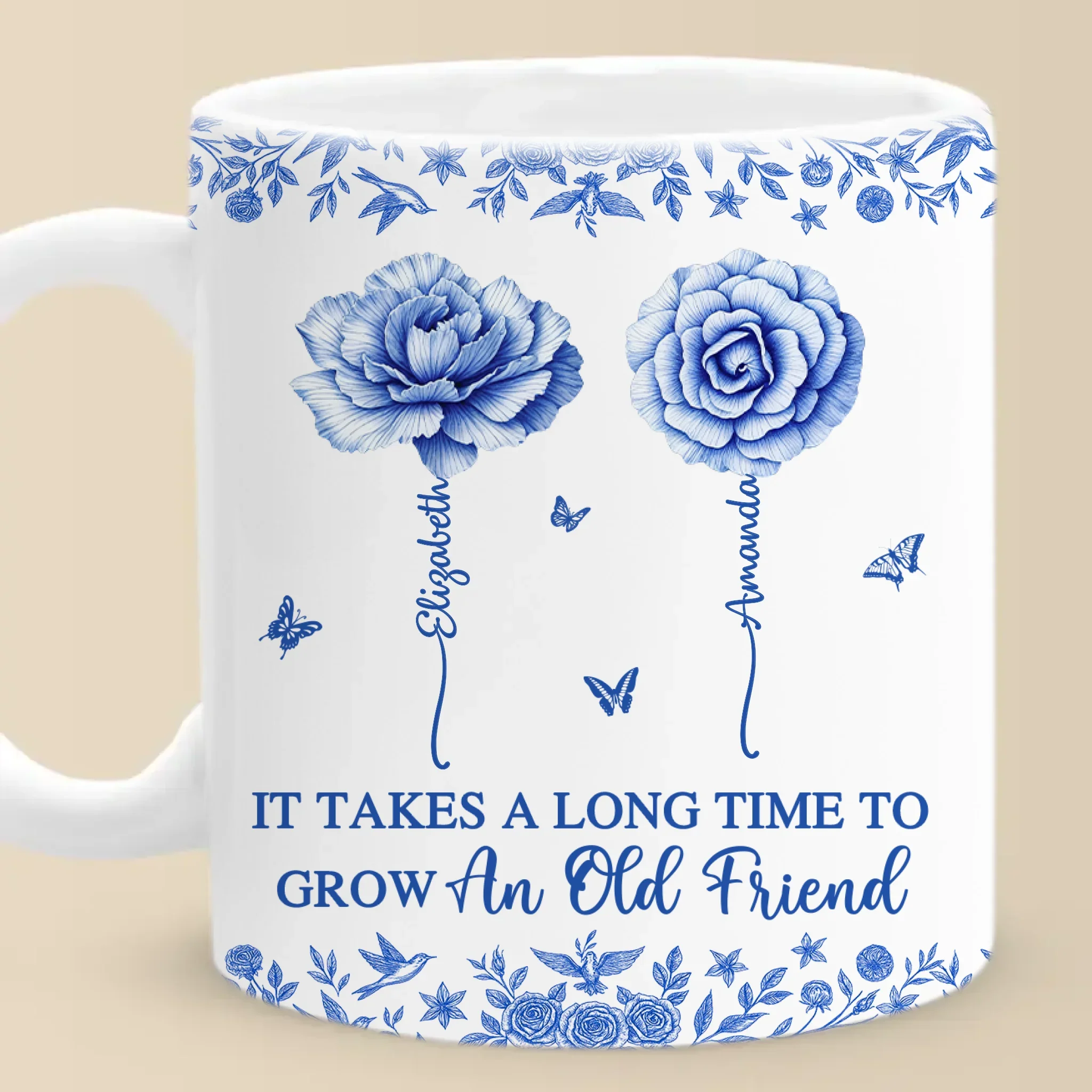 Custom Mug - Personalized Best Friend Birthday Gifts For Women - Blooms Of A Timeless Friendship - Robaser