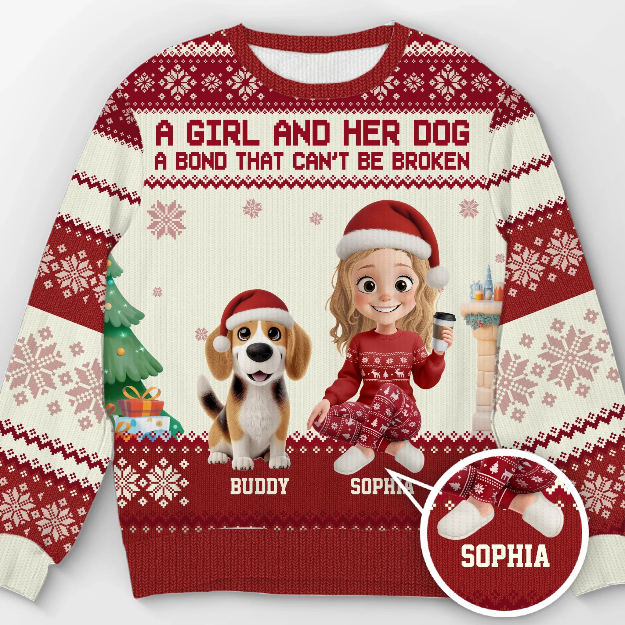 Custom Unisex Ugly Sweatshirt - Personalized  Christmas Birthday Gifts For Dog Cat Lovers, Dog Dad And Mom, Cat Owners - Life Is Better With My Fur Babies - Robaser