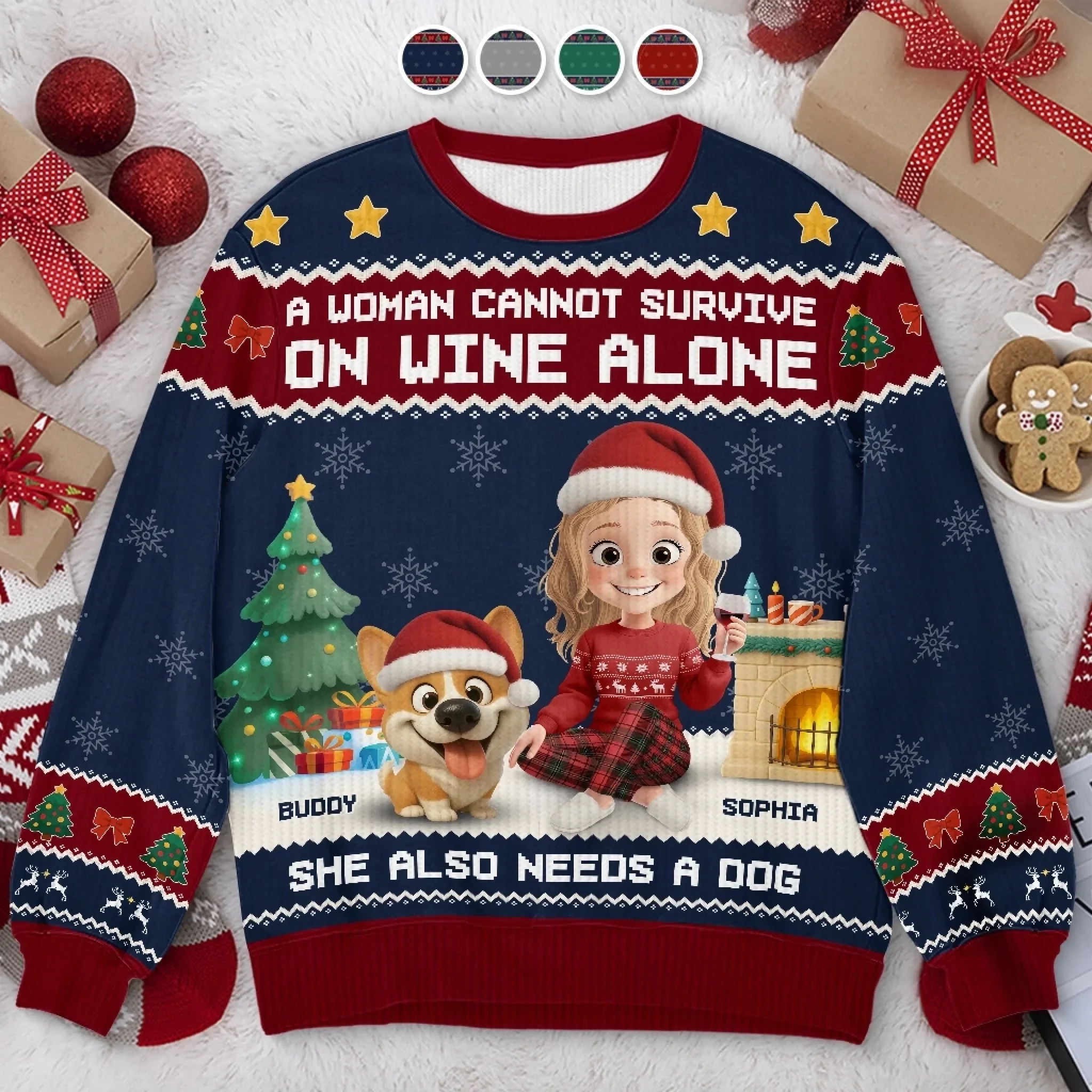 Custom Unisex Ugly Sweatshirt - Personalized  Christmas Birthday Gifts For Dog Lovers, Dog Dad And Mom - Santa  s Real Favorite - Robaser