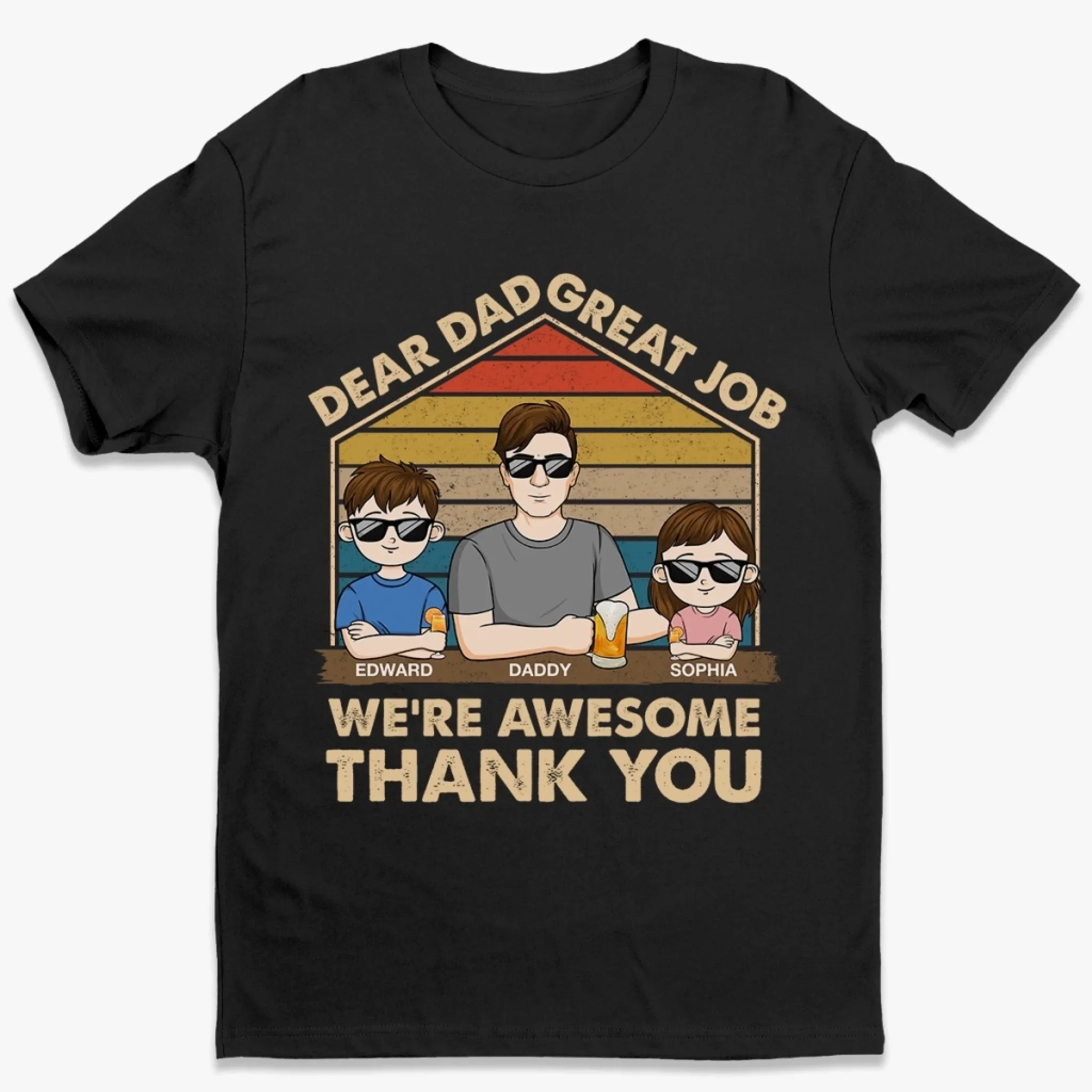 Great Dad Great Results - Family Personalized Custom Unisex T-shirt, Premium T-shirt, Hoodie - Father's Day, Gift For Dad, Grandpa - Robaser