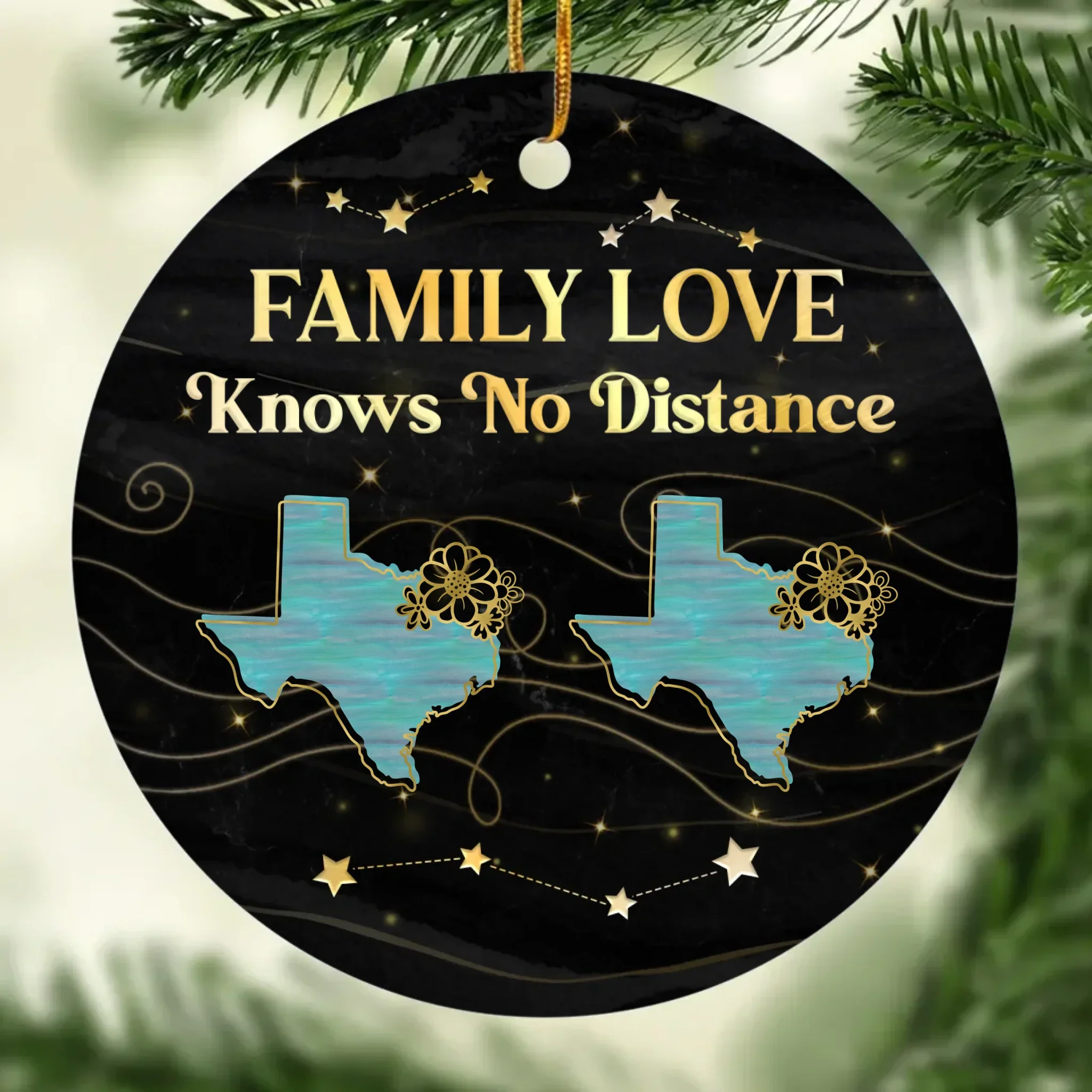 Custom Long Distance Ceramic Ornament - Personalized Christmas Birthday Gifts For Mom, Dad, Brother, Sister, Kids - Wherever We Are, Love Finds The Way - Robaser
