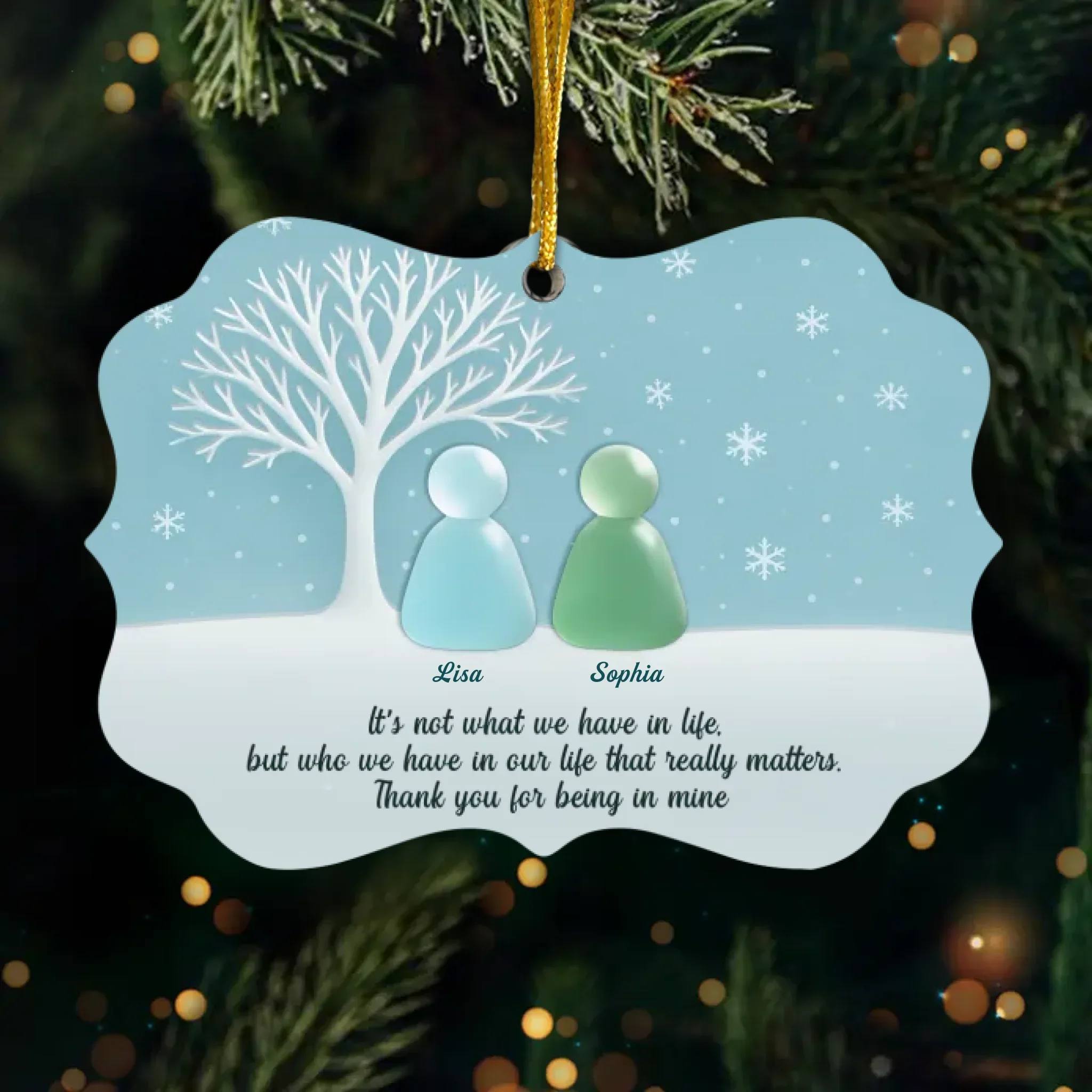 Custom Sea Glass Acrylic Ornament - Personalized Best Friend Christmas Birthday Gifts For Women, Besties, Sisters, BFF, Beach Lovers - Beautifully Weathered Together - Robaser