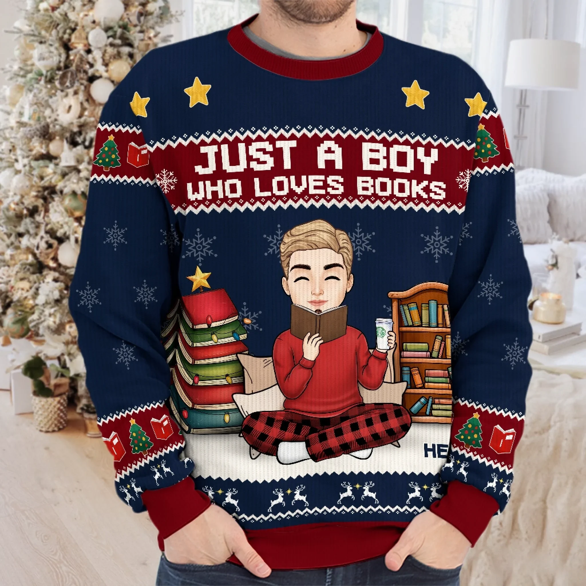 Custom Unisex Ugly Sweatshirt - Personalized  Christmas Bookish Gifts For Book Lovers, Bookworms, Readers - All I Want Are Books - Robaser