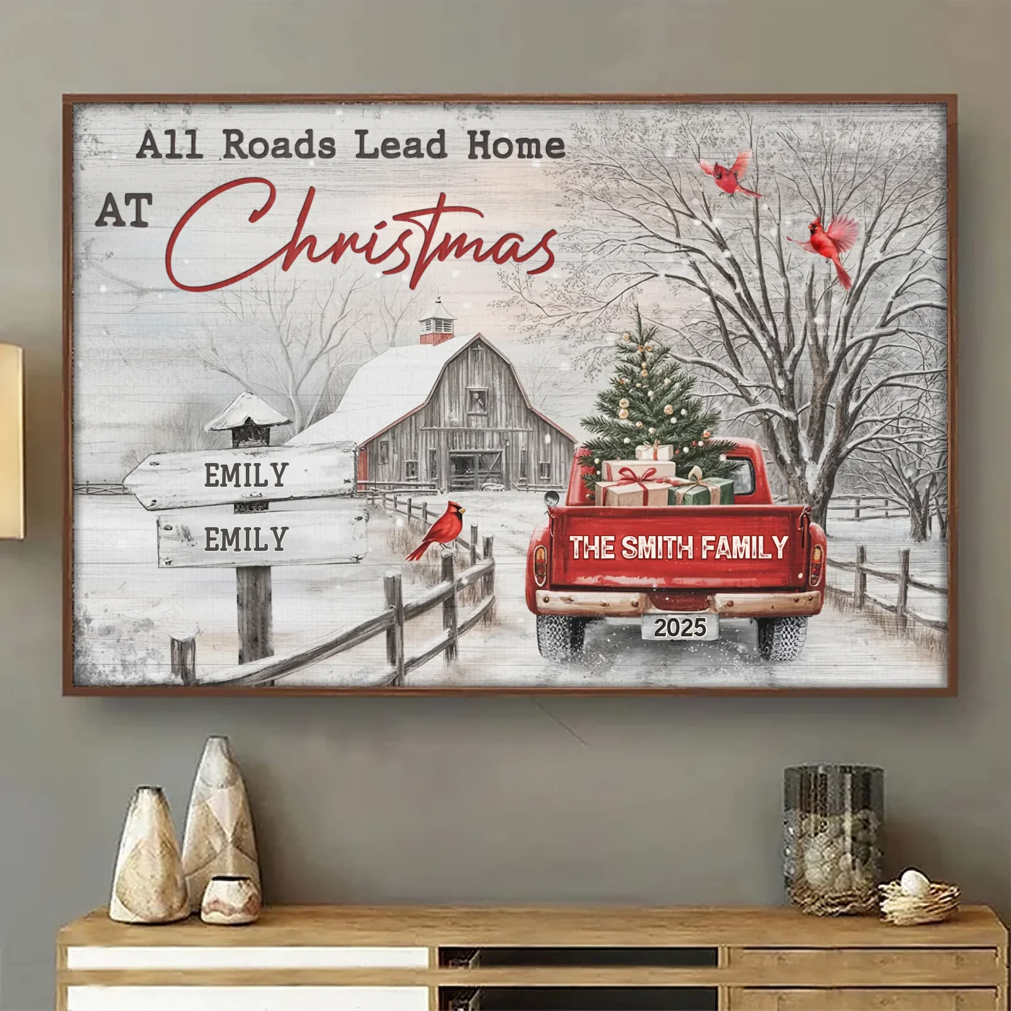 Custom Horizontal Poster - Personalized Christmas Birthday Gifts For Mom, Dad, Brother, Sister, Kids - Every Road Leads Back To Family - Robaser