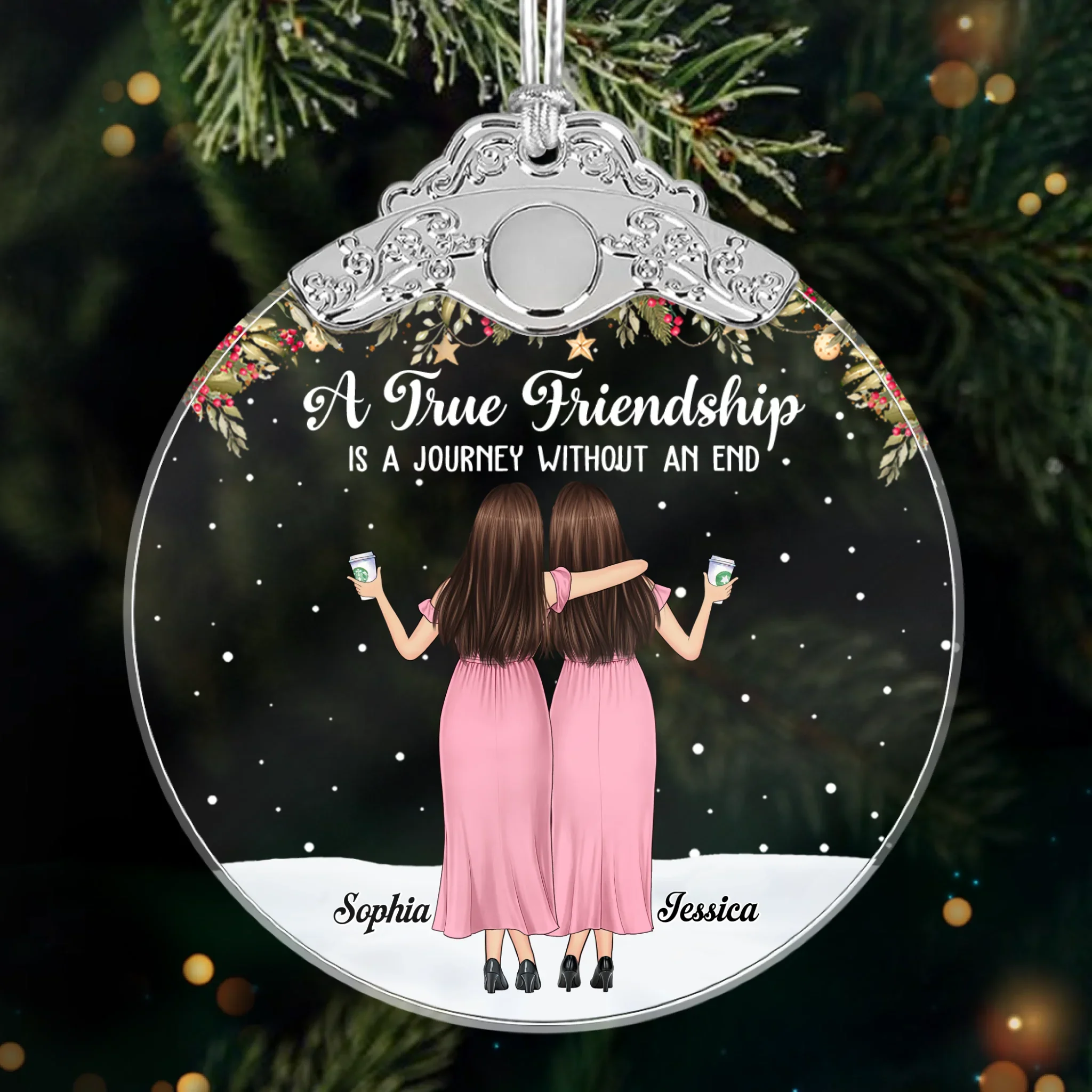 Custom Glass Ornament - Personalized Christmas Best Friend Birthday Gifts For Women, Besties, Sisters, BFF - Friends Make Life More Beautiful - Robaser
