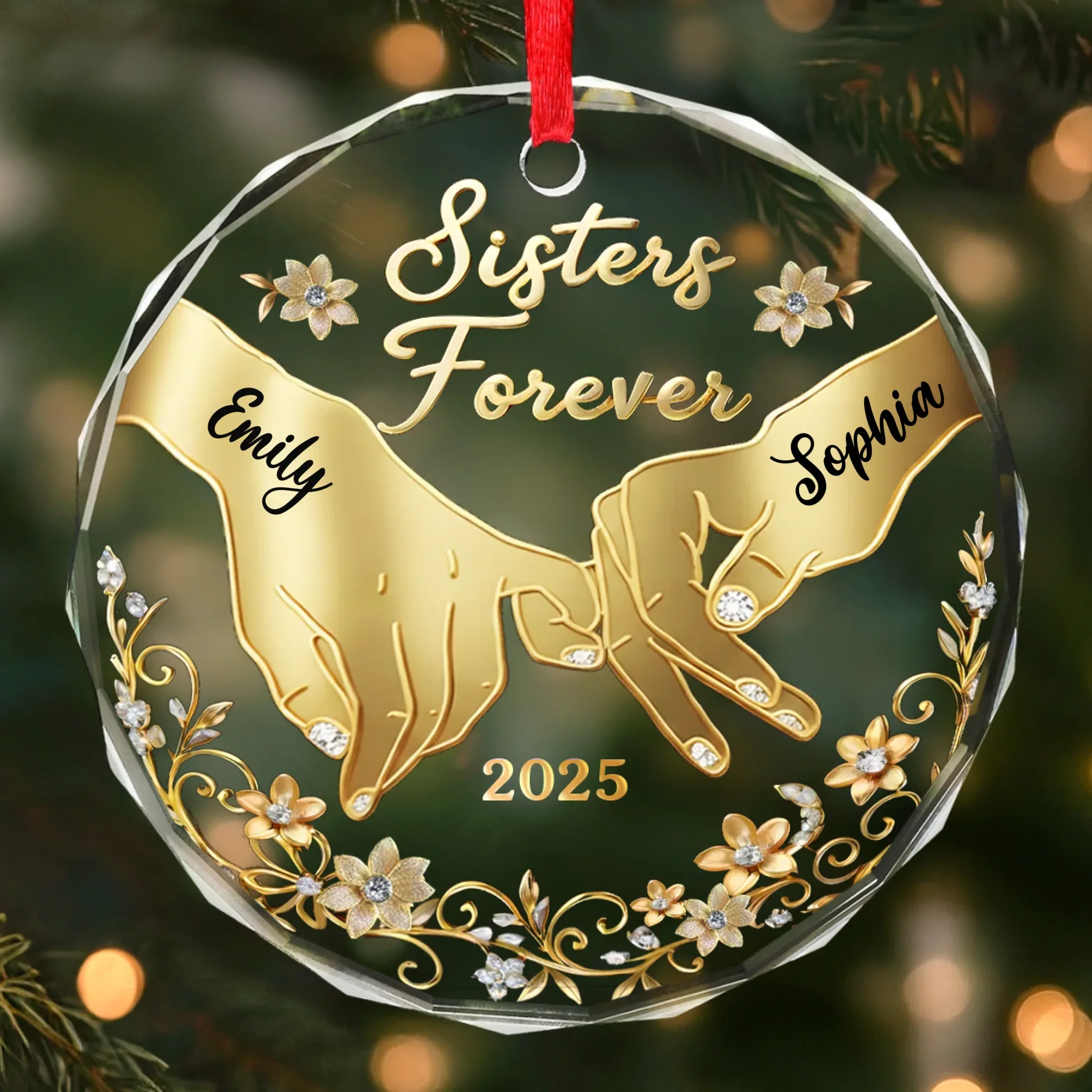 Custom Circle Glass Ornament - Personalized Christmas Best Friend Birthday Gifts For Women, Besties, Sisters, BFF - My Person My Bestie - Robaser