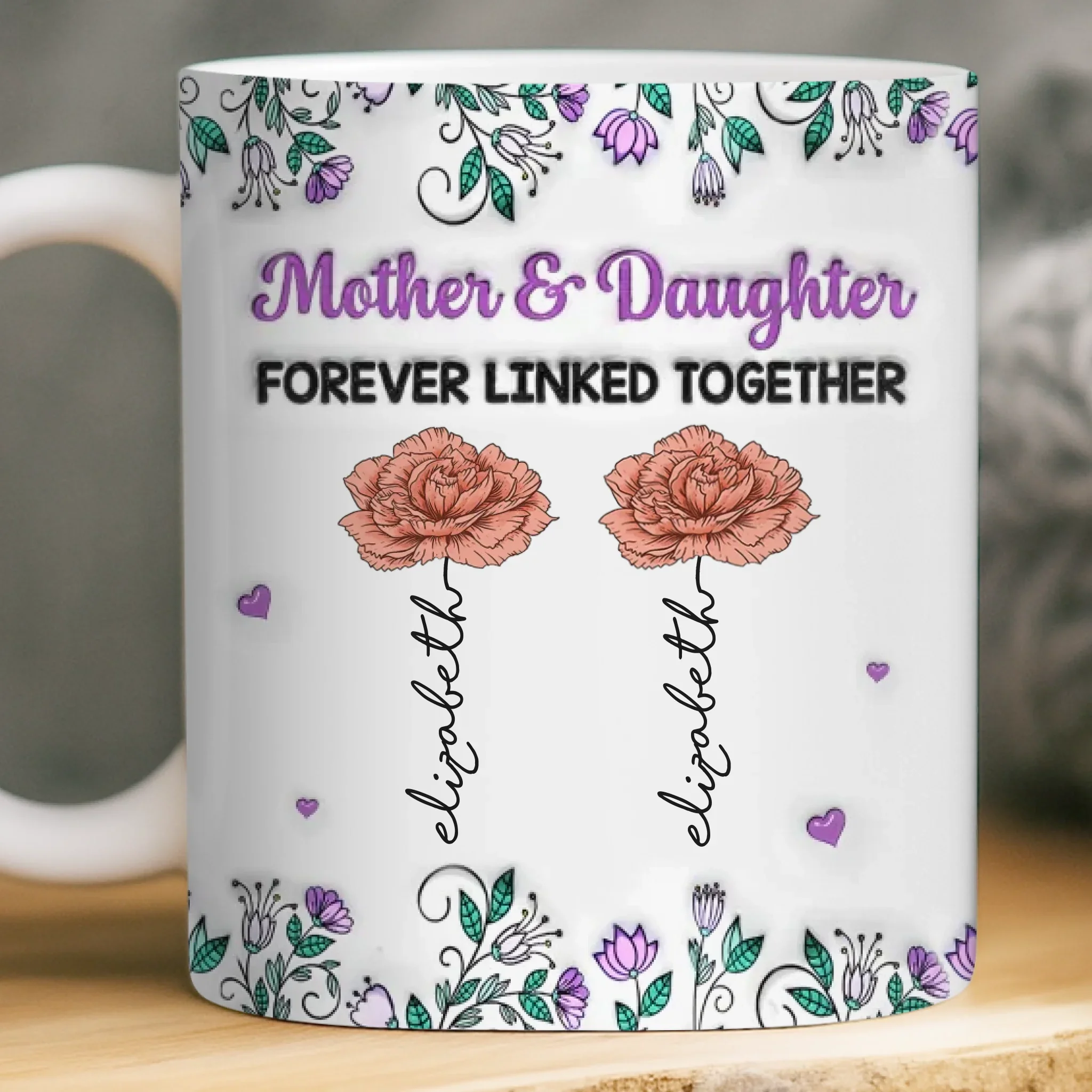 Custom Mug - Personalized Birthday Gifts For Mom, Daughter - Forever Linked As Family - Robaser
