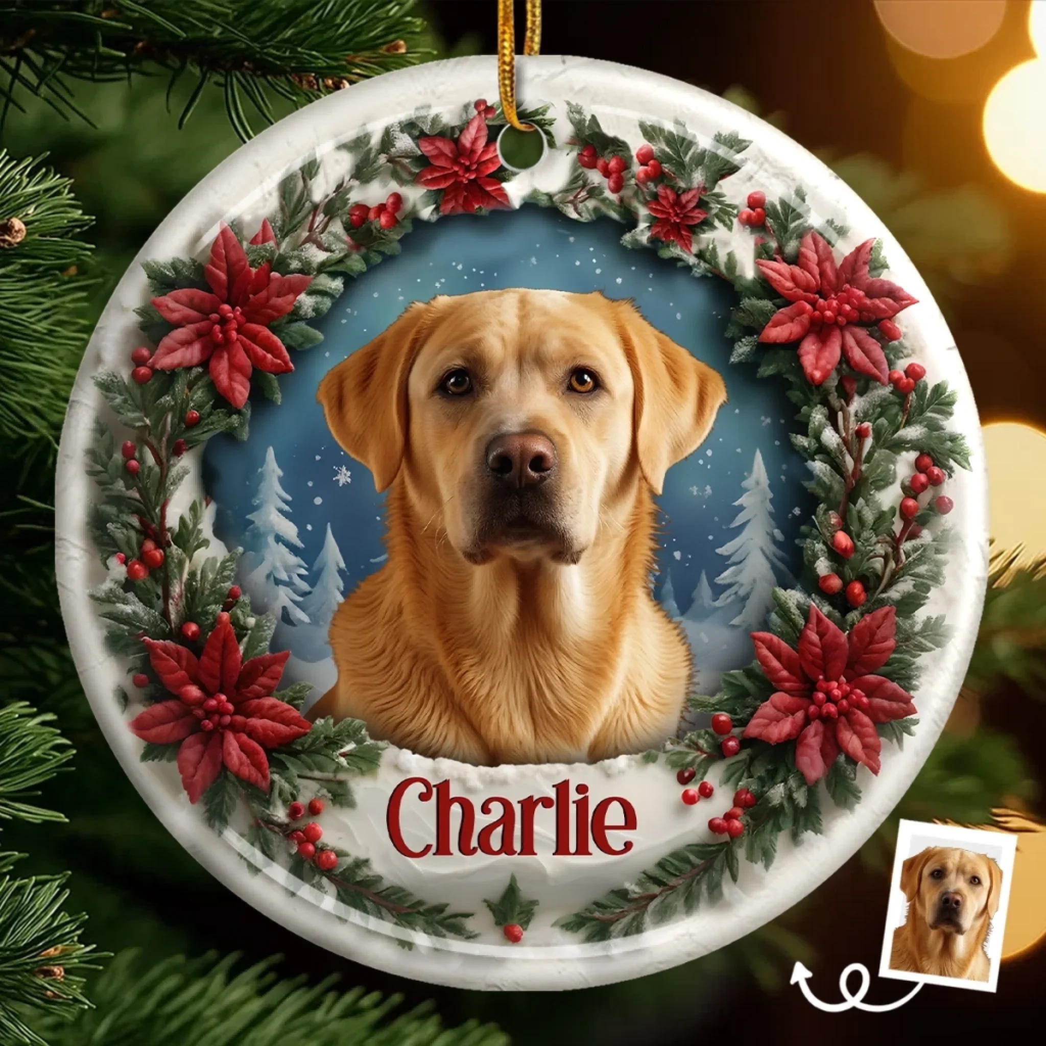 Custom Photo Ceramic Ornament - Personalized Pet Memorial Sympathy Gifts For Dogs, Cats - Forever Loved Never Forgotten - Robaser