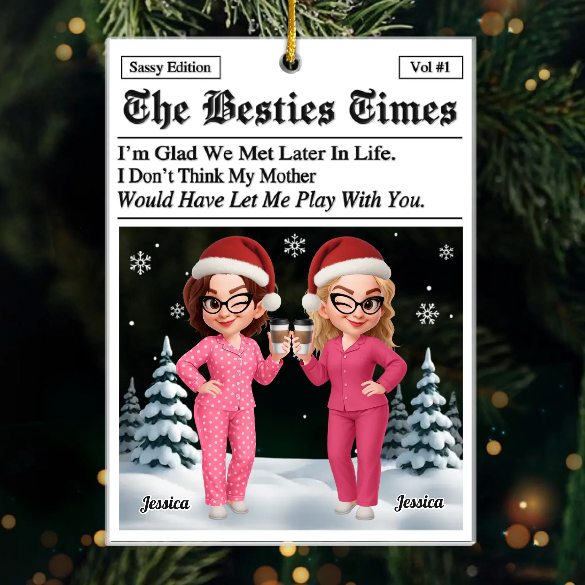 Custom Acrylic Ornament - Personalized Best Friend Christmas Birthday Gifts For Women, Besties, Sisters, BFF - Best Friends Brighten Days - Robaser