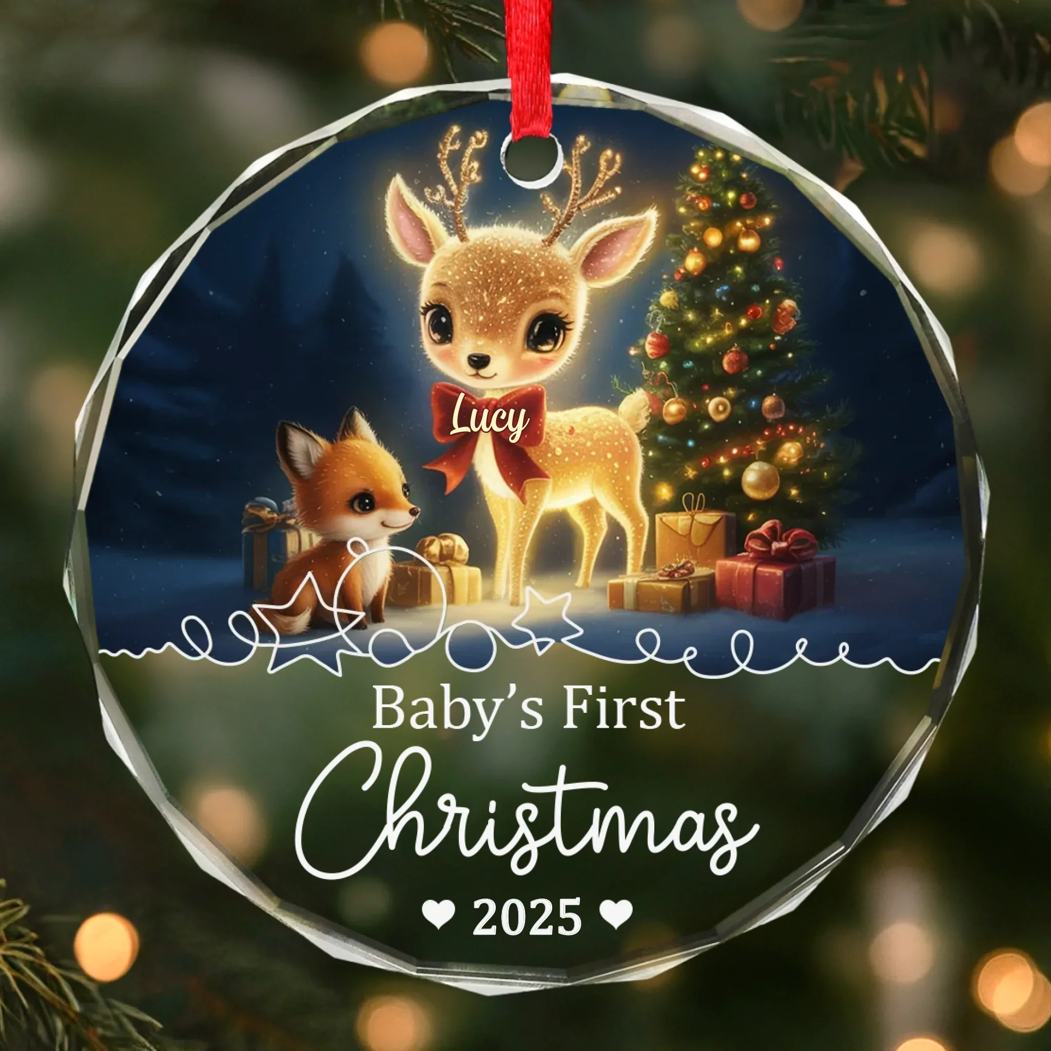 Custom Baby First Christmas Glass Ornament - Personalized Christmas Baby Shower, Gifts For New Moms, New Dads, New Parents - Love In Little Form - Robaser