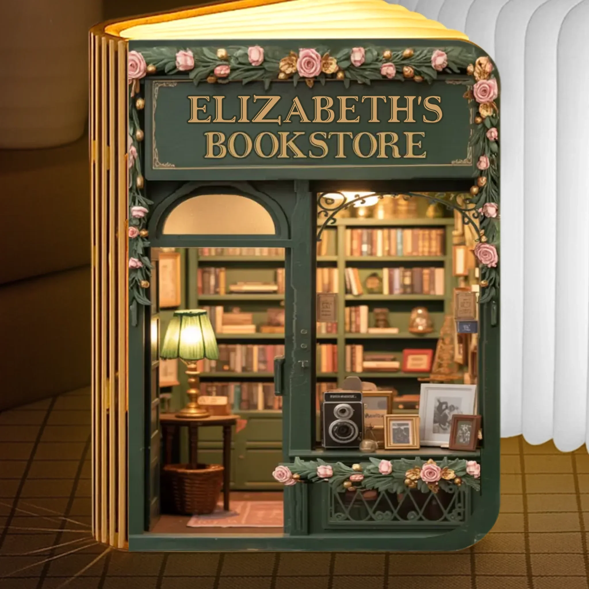 Custom Foldable LED Magic Book Lamp - Personalized Bookish Gifts For Book Lovers, Bookworms, Readers - A Sanctuary For Story Lovers - Robaser