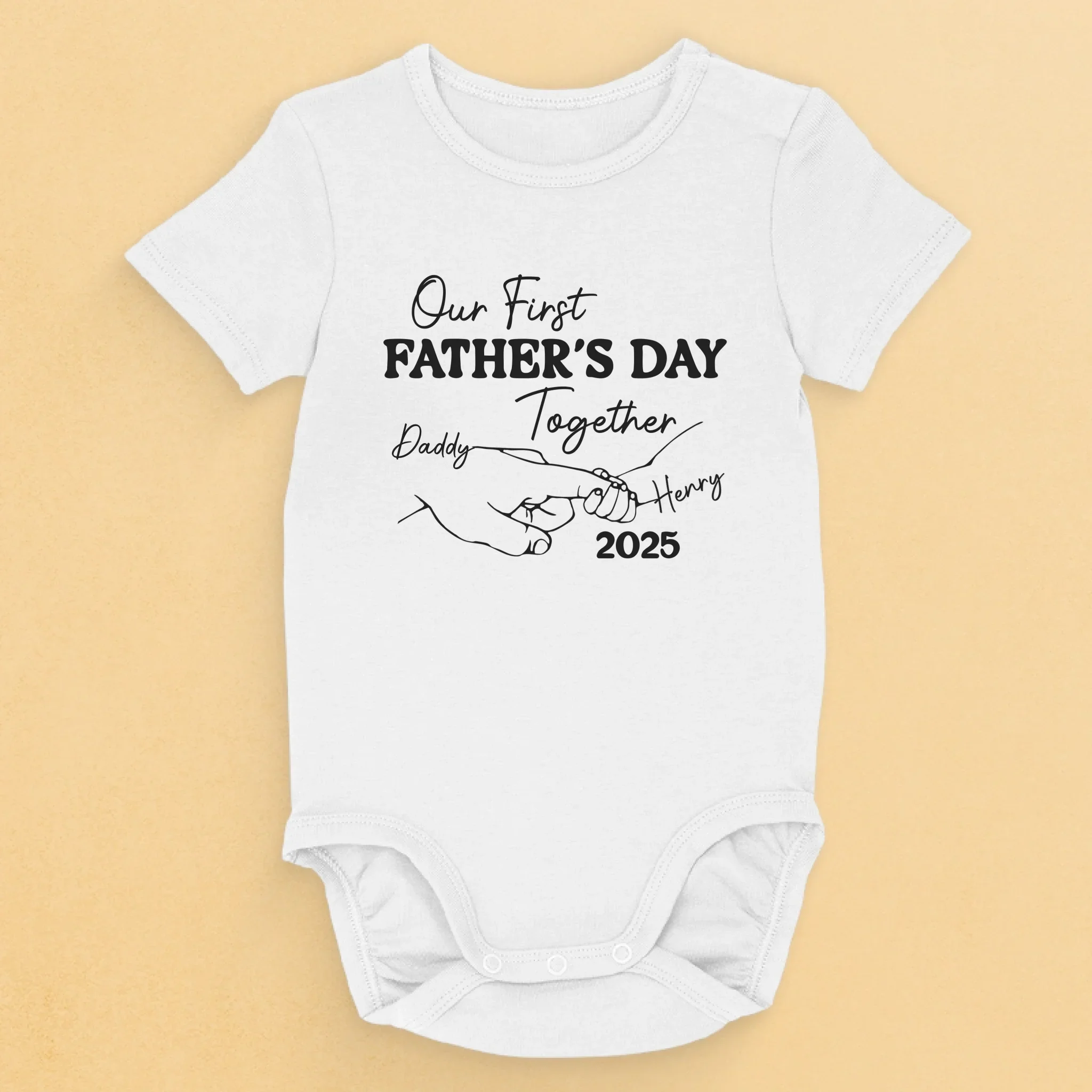 Our First Steps Together - Family Personalized Custom Baby Onesie - Father's Day, Baby Shower Gift, Gift For First Dad, Baby Kids, Newborn - Robaser