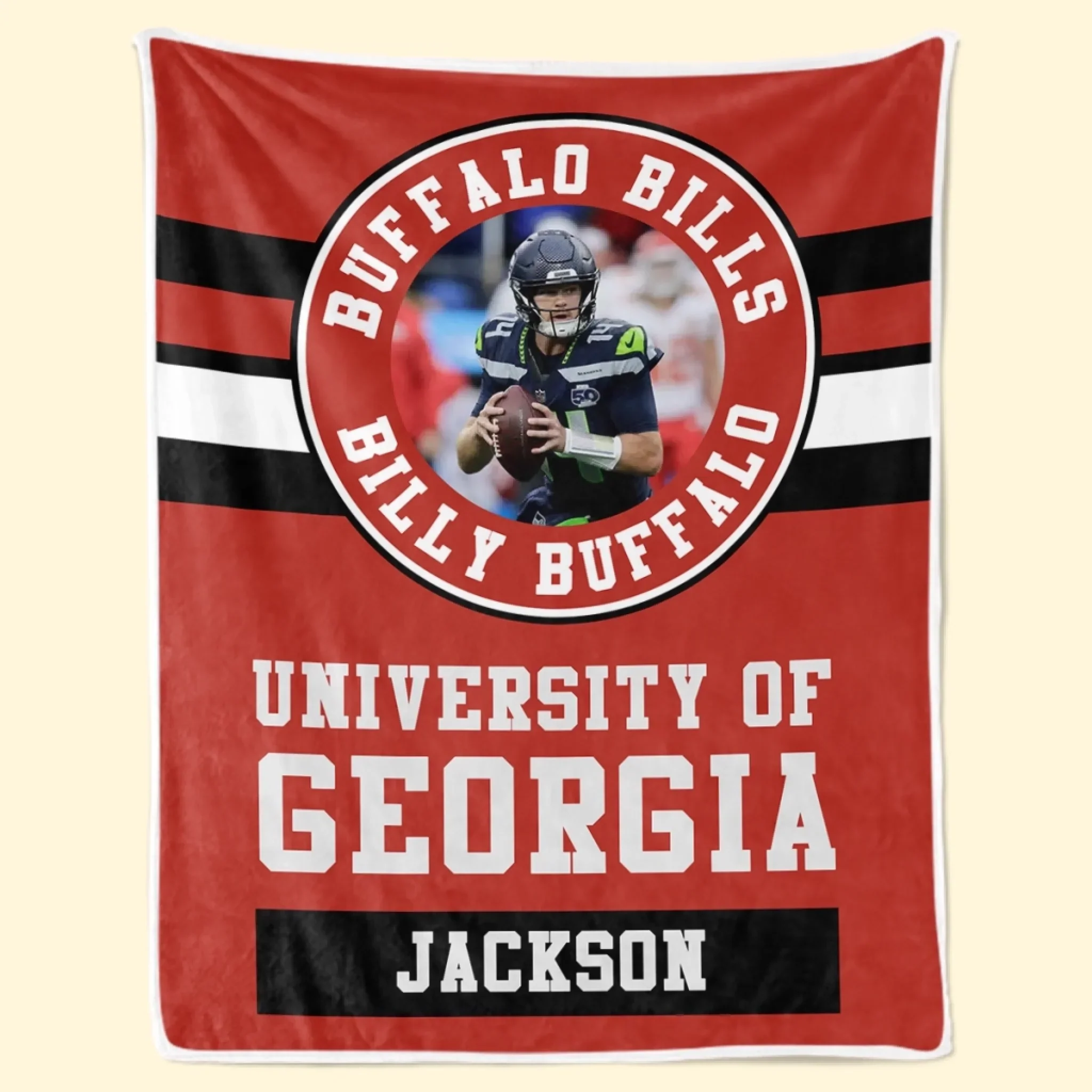Custom Photo Football Blanket - Personalized Gift For Birthday, Football Football Lovers, NFL Fans, Sport Lovers, Senior Graduation Gift - University Logo And Team - Robaser