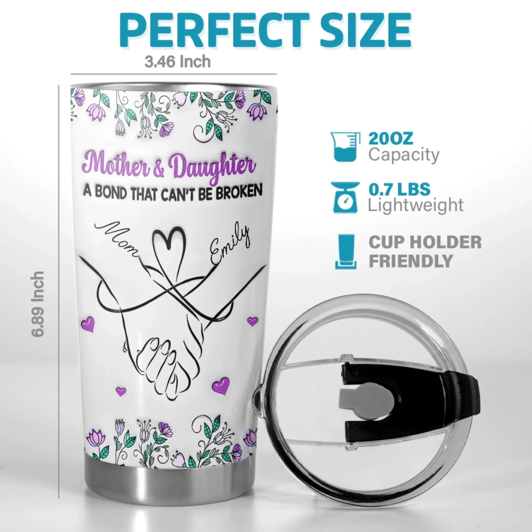 Custom Tumbler - Personalized Birthday Gifts For Mom, Daughter - Love Poured Daily - Robaser