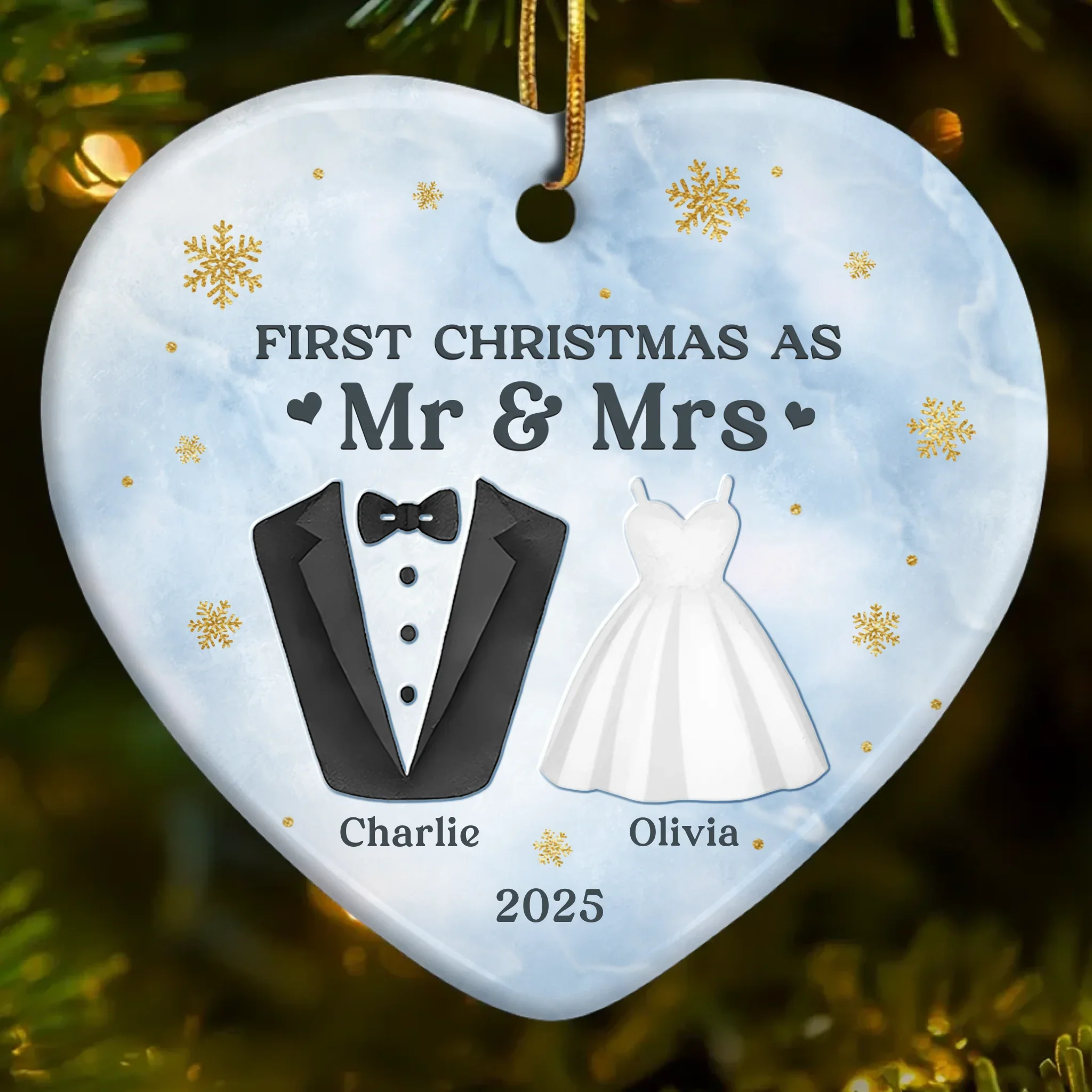 Custom Ceramic Ornament - Personalized Anniversary Christmas Wedding Gifts For Husband And Wife, Him And Her - Our First Chapter As One - Robaser