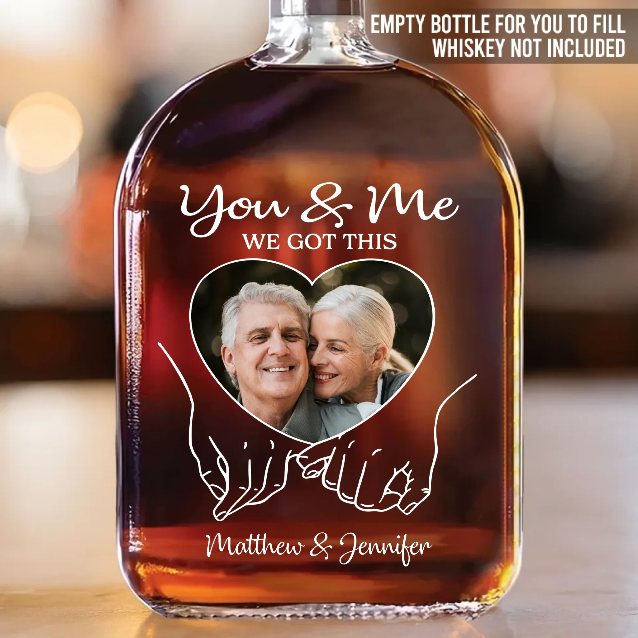 Custom Photo Whiskey Bottle - Personalized Anniversary Wedding Gifts For Husband And Wife, Him And Her - Still Stuck With You - Robaser