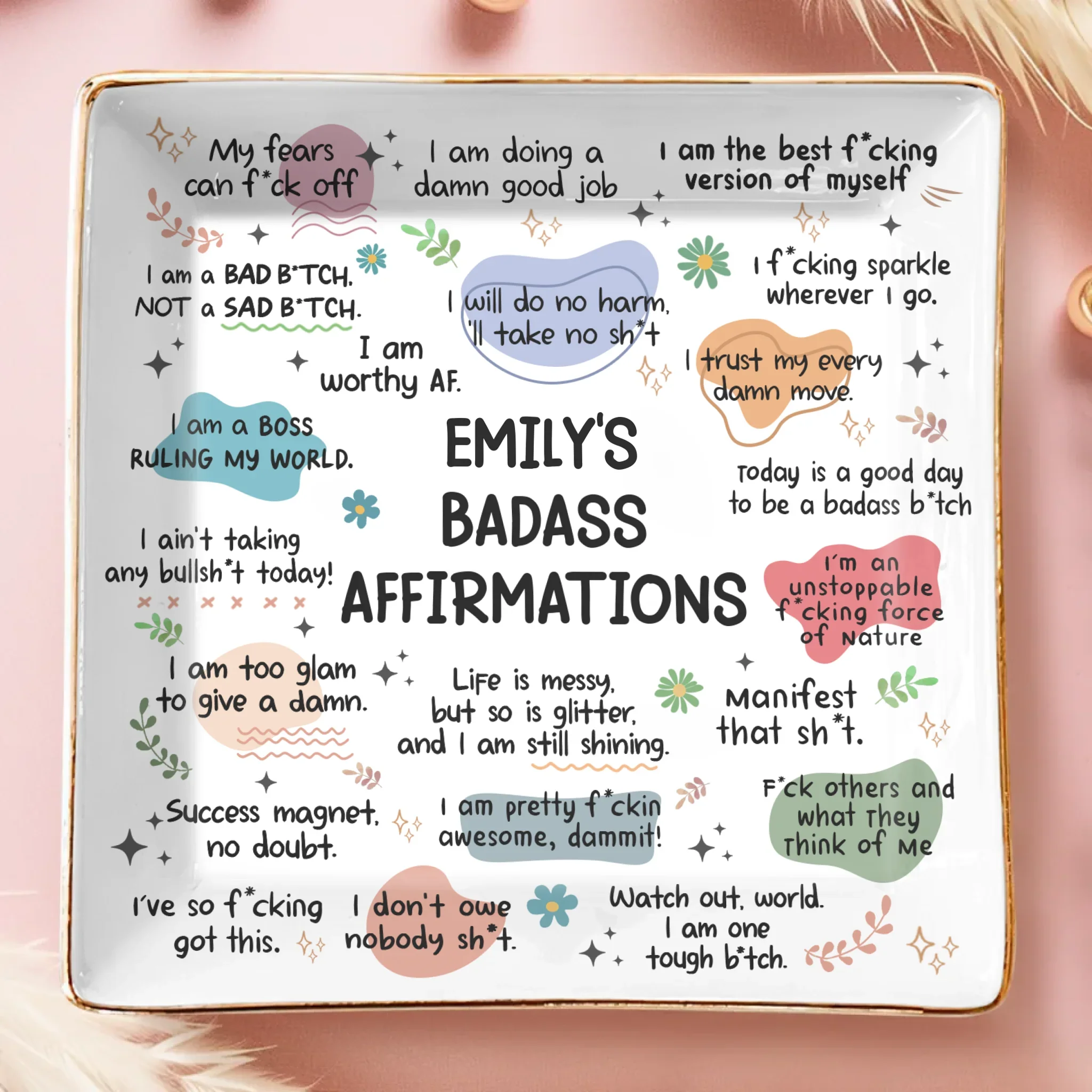 Custom Full-Print Jewelry Dish - Personalized Best Friend Birthday Gifts For Women, Besties, Sisters, BFF, Yourself -  I Glow On My Own - Robaser