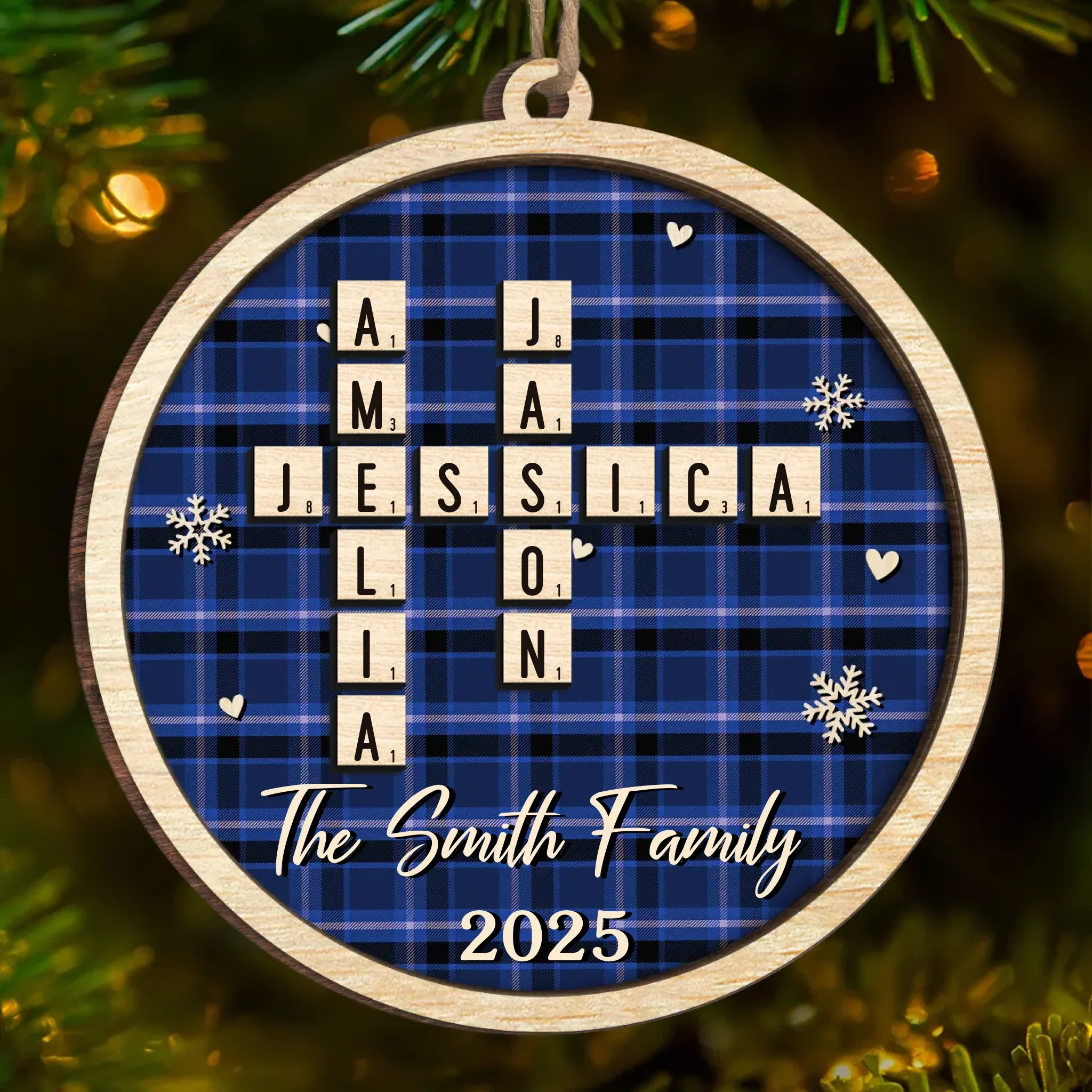 Custom Scrabble Wood Ornament - Personalized Christmas Birthday Gifts For Mom, Dad, Brother, Sister, Kids - Together We Make Spirits Bright - Robaser