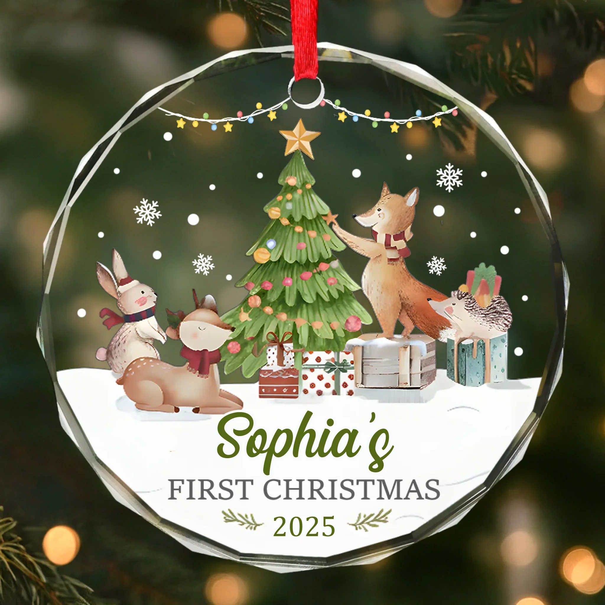 Custom Baby First Christmas Glass Ornament - Personalized Christmas Baby Shower, Gifts For New Moms, New Dads, New Parents - Our Heart  s First Christmas Ornament - Robaser