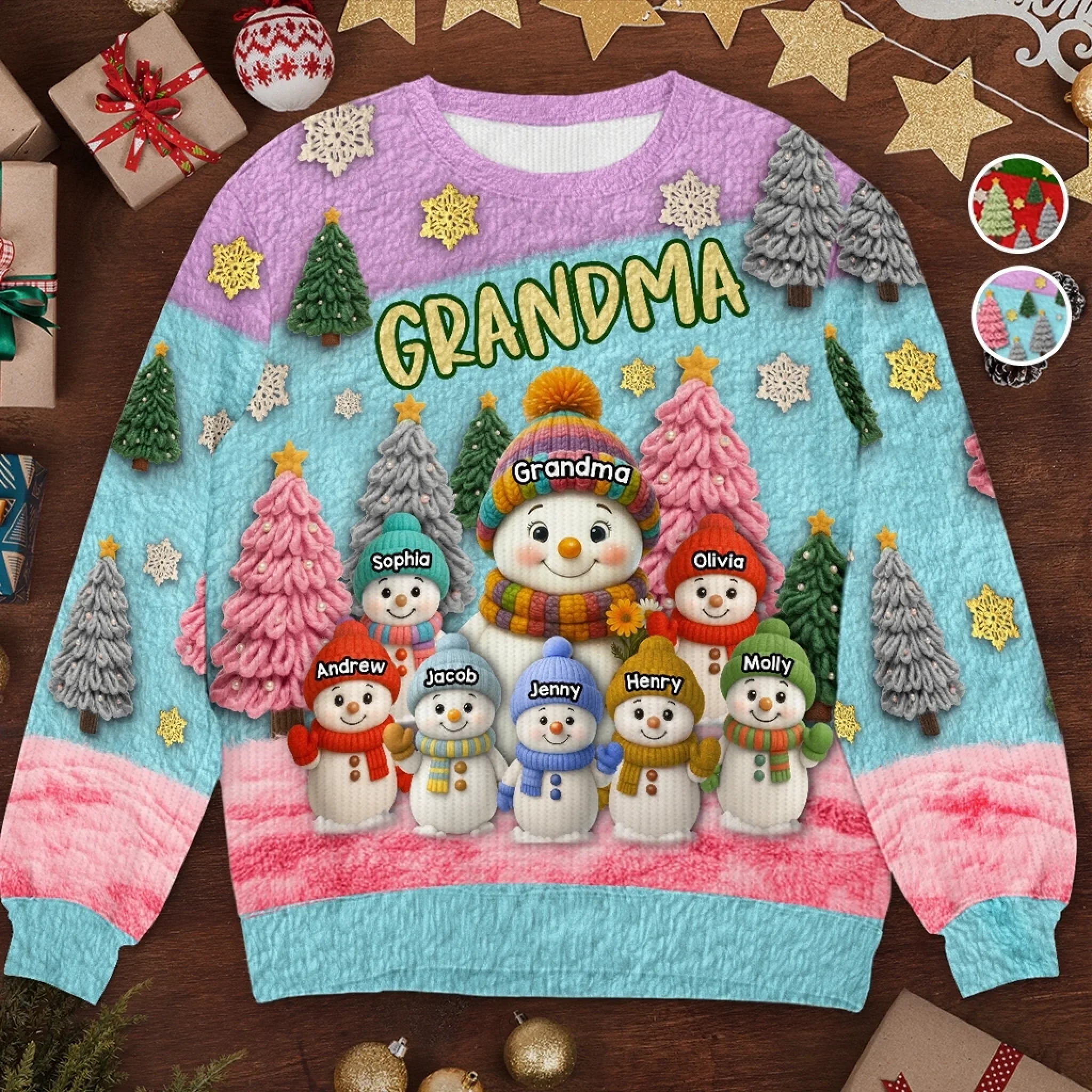 Custom Snowman Unisex Ugly Sweatshirt - Personalized Christmas Birthday Gifts For Mom, Grandma - Together We Shine This Christmas - Robaser