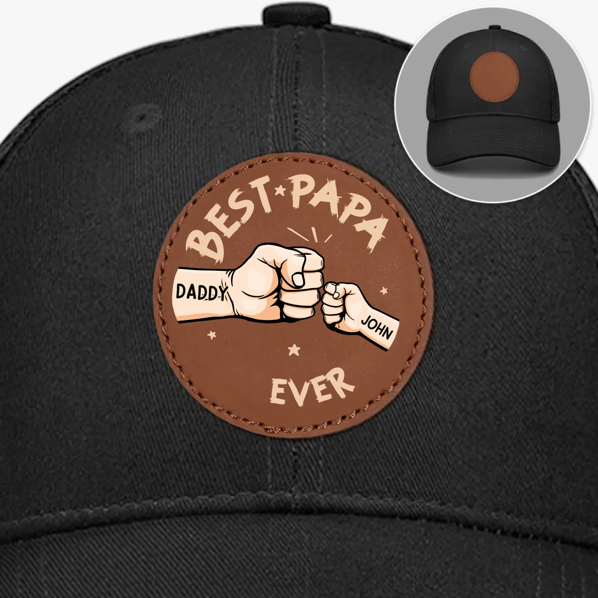 Happy Father's Day, From Your Best Bad Decision - Family Personalized Custom Round Leather Patch Hat - Father's Day, Gift For Dad, Grandpa - Robaser