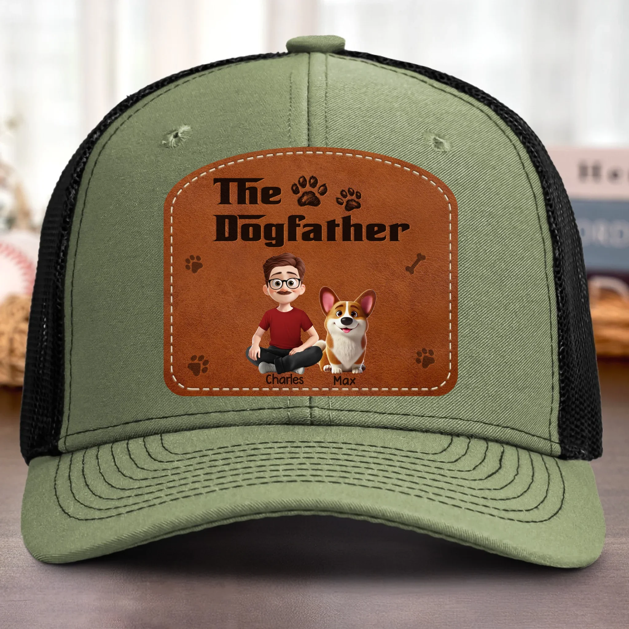 Custom Shaped Leather Patch Hat - Personalized Birthday Gifts For Dog Lovers, Dog Dad And Mom - Treat Dealer - Robaser