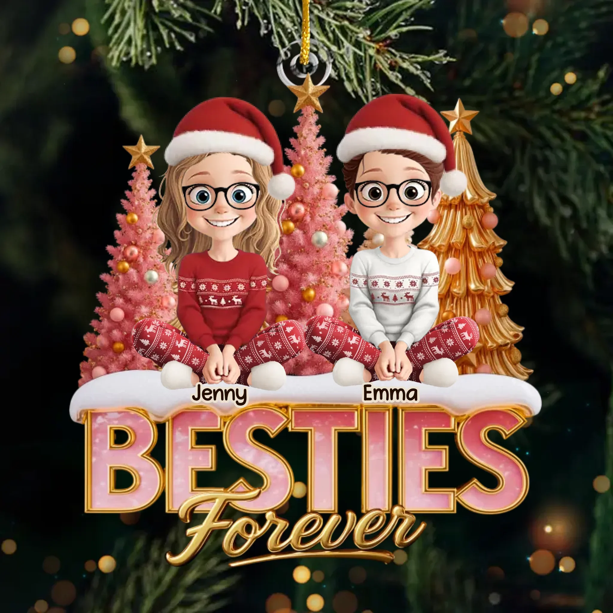 Custom Acrylic Ornament - Personalized Best Friend Christmas Birthday Gifts For Women, Besties, Sisters, BFF - Candy Canes And Endless Laughs - Robaser