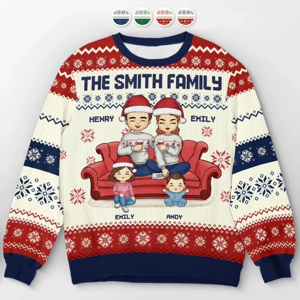 Home Is Where Family And Pets Bring Joy - Family Personalized Custom Ugly Sweatshirt - Unisex Wool Jumper - Christmas Gift For Family Members, Pet Owners, Pet Lovers - Robaser