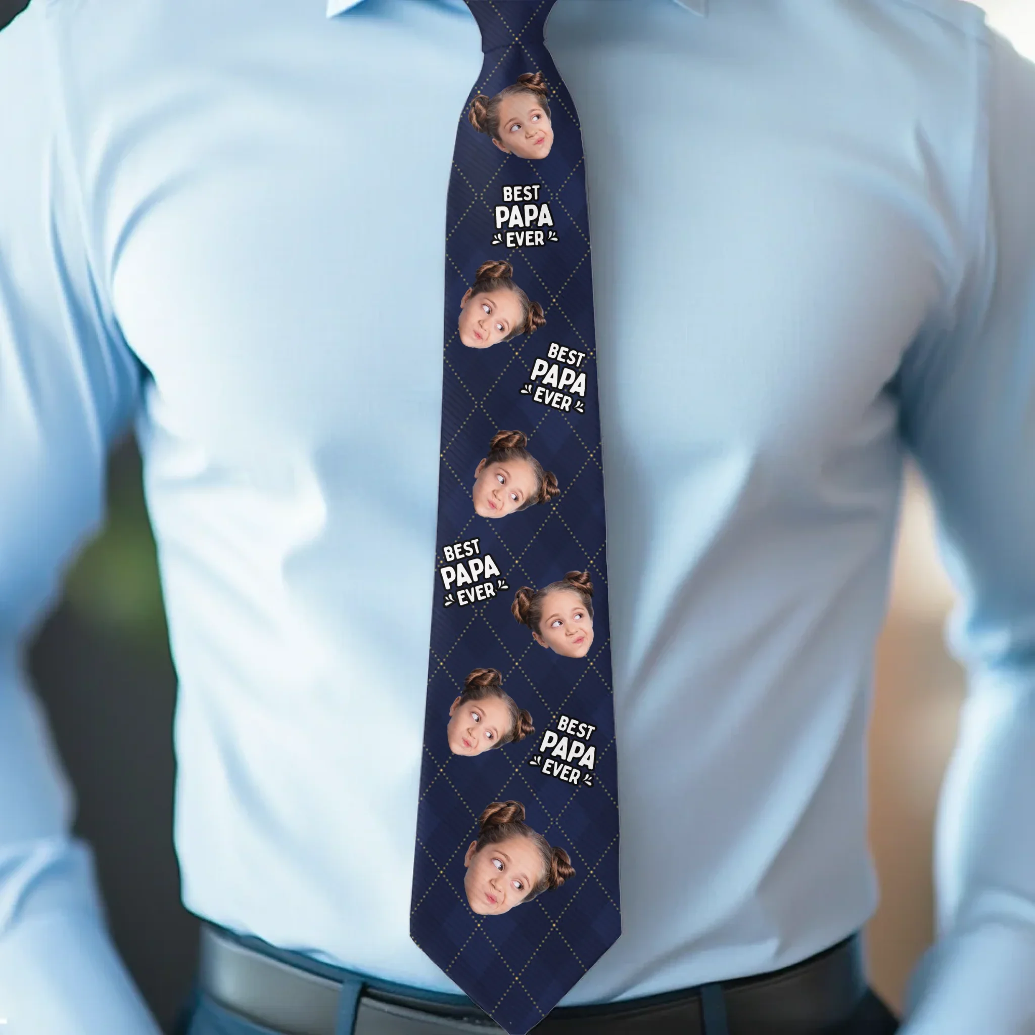 Custom Photo Best Papa Ever - Family Personalized Custom Tie - Father's Day, Gift For Dad, Grandpa - Robaser