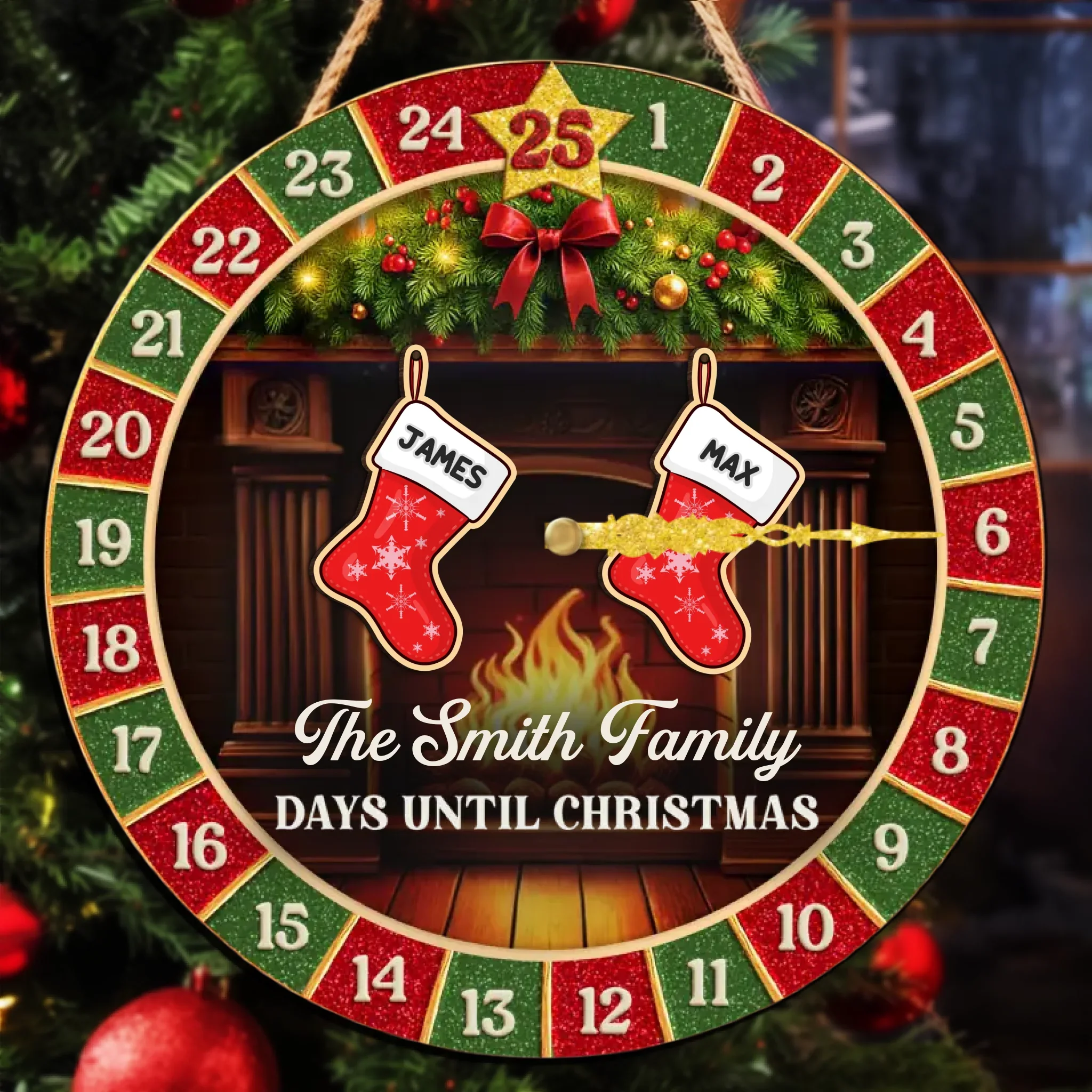 Custom Wooden Countdown Calendar - Personalized Christmas Birthday Gifts For Mom, Dad, Brother, Sister, Kids - Warm Hearts Gather At Christmas - Robaser