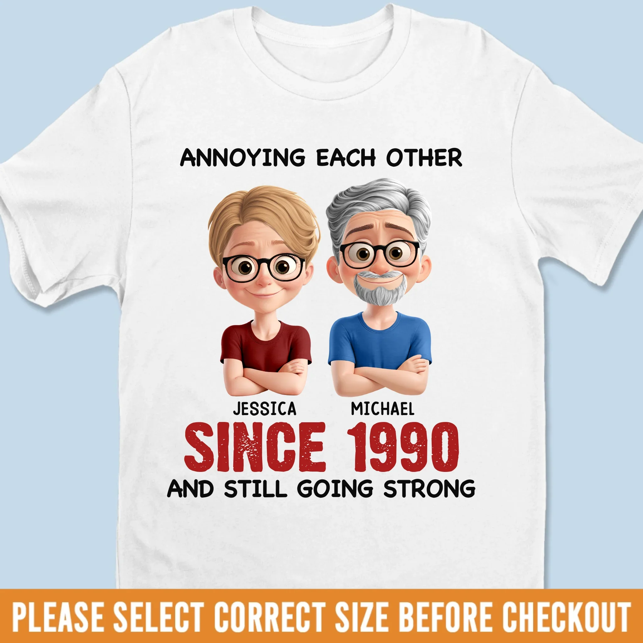 Custom Unisex T-shirt, Premium T-shirt, Hoodie - Personalized Anniversary Wedding Gifts For Husband And Wife, Him And Her - Growing Old, Never Growing Apart - Robaser