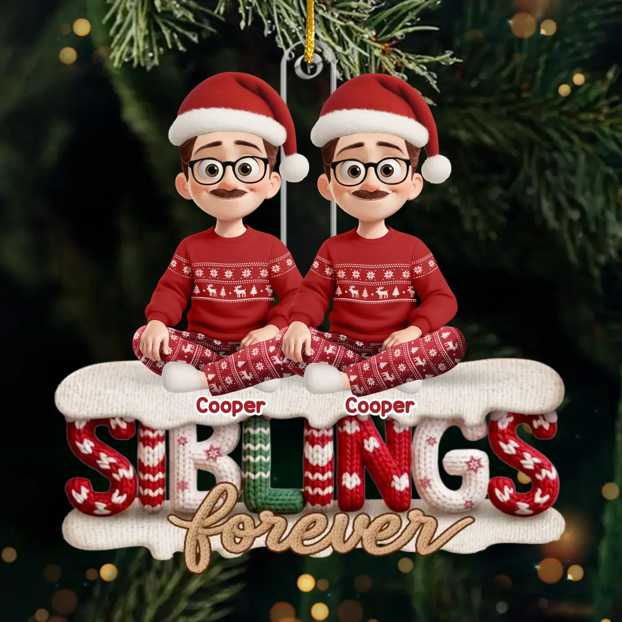 Custom Crochet Acrylic Ornament - Personalized Christmas Birthday Gifts For Brother, Sister - Built In Best Friend For Life - Robaser