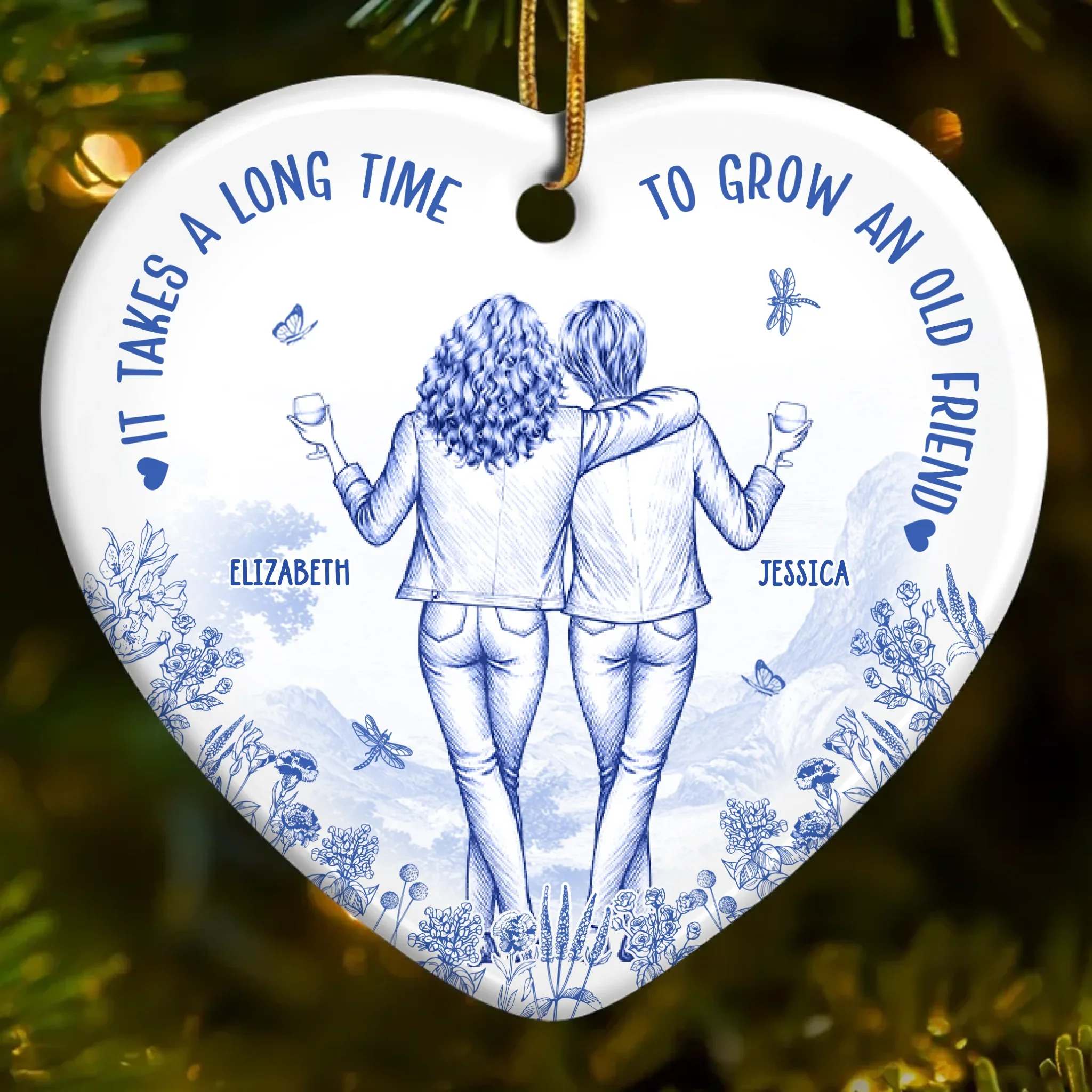 Custom Ceramic Ornament - Personalized Best Friend Christmas Birthday Gifts For Women, Besties, Sisters, BFF - Together We Shine The Most - Robaser