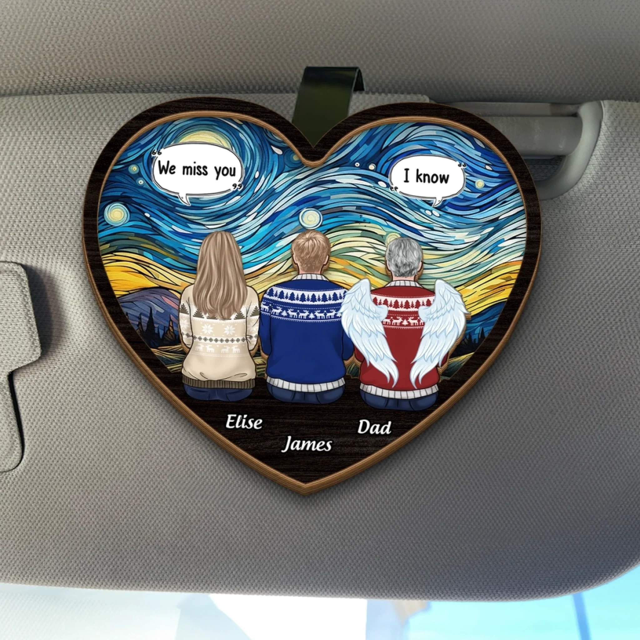 Custom Car Visor Clip - Personalized Memorial Sympathy Gifts For Loss Of Mom, Dad - Always Loved Never Forgotten - Robaser