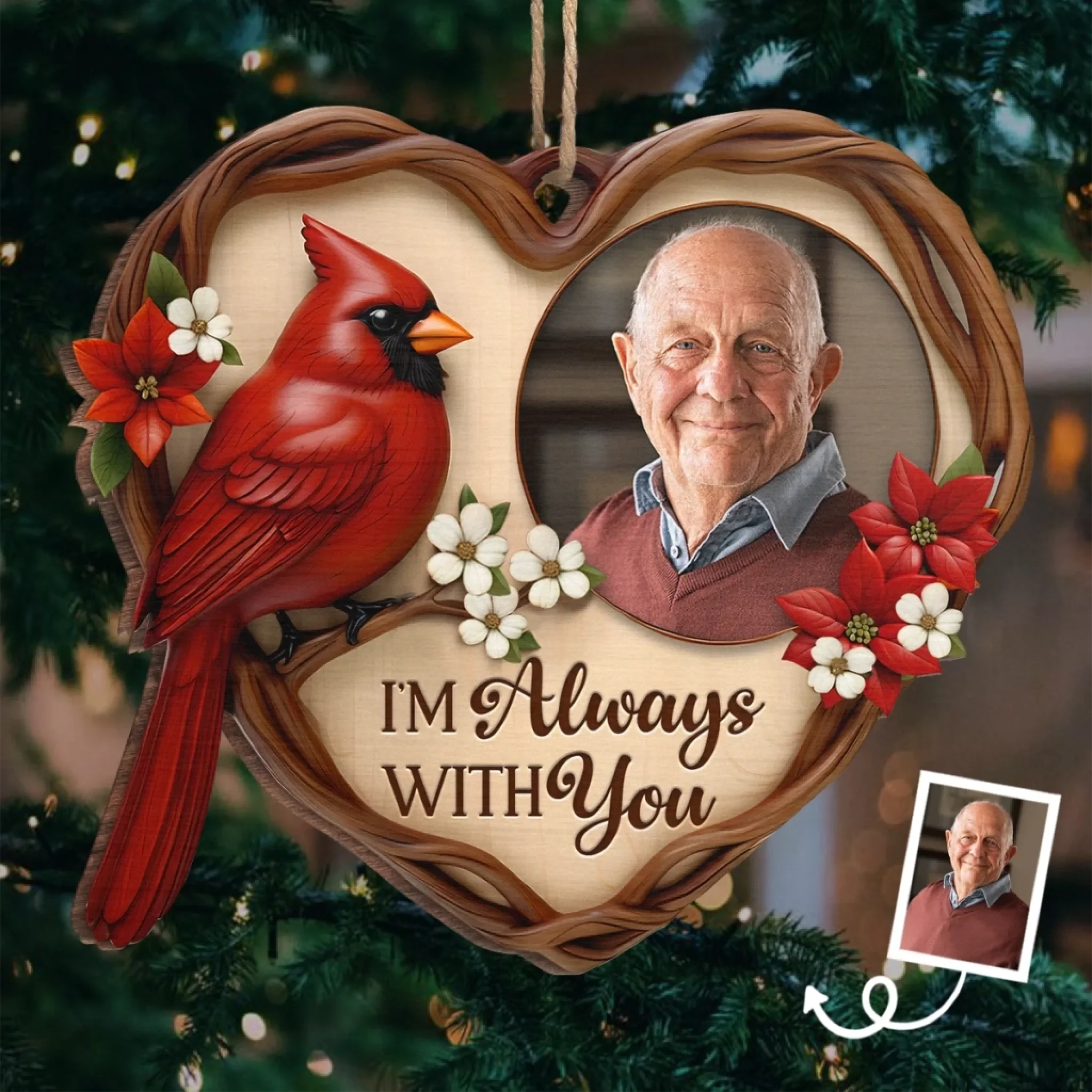 Custom Photo Wood Ornament - Personalized Christmas Memorial Sympathy Gifts For Loss Of Mom, Dad - Your Love Lights My Way - Robaser