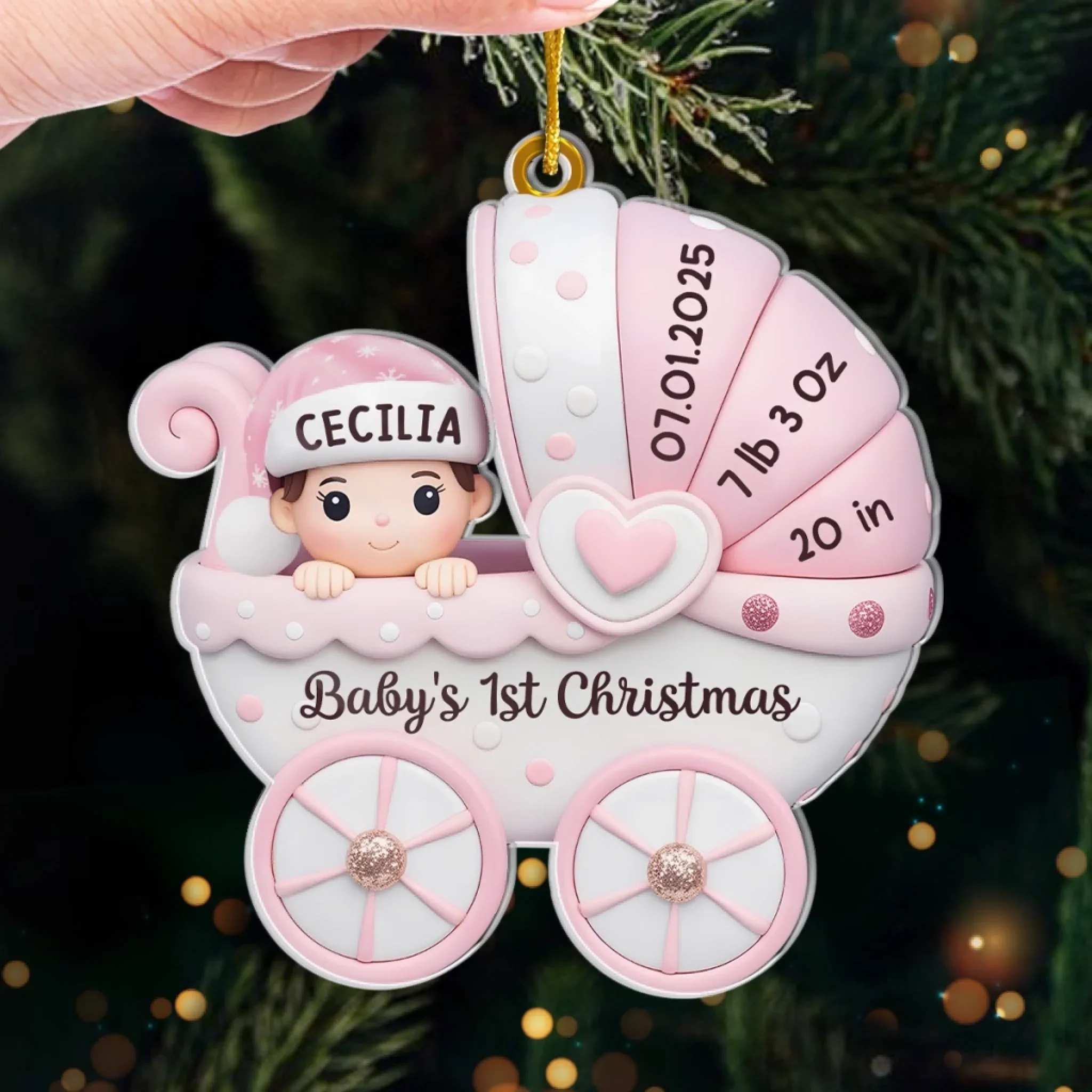 Custom Acrylic Ornament - Personalized Christmas Baby Shower, Gender Reveal Gifts For New Moms, New Dads, New Parents - Baby  s First Christmas Joyride - Robaser